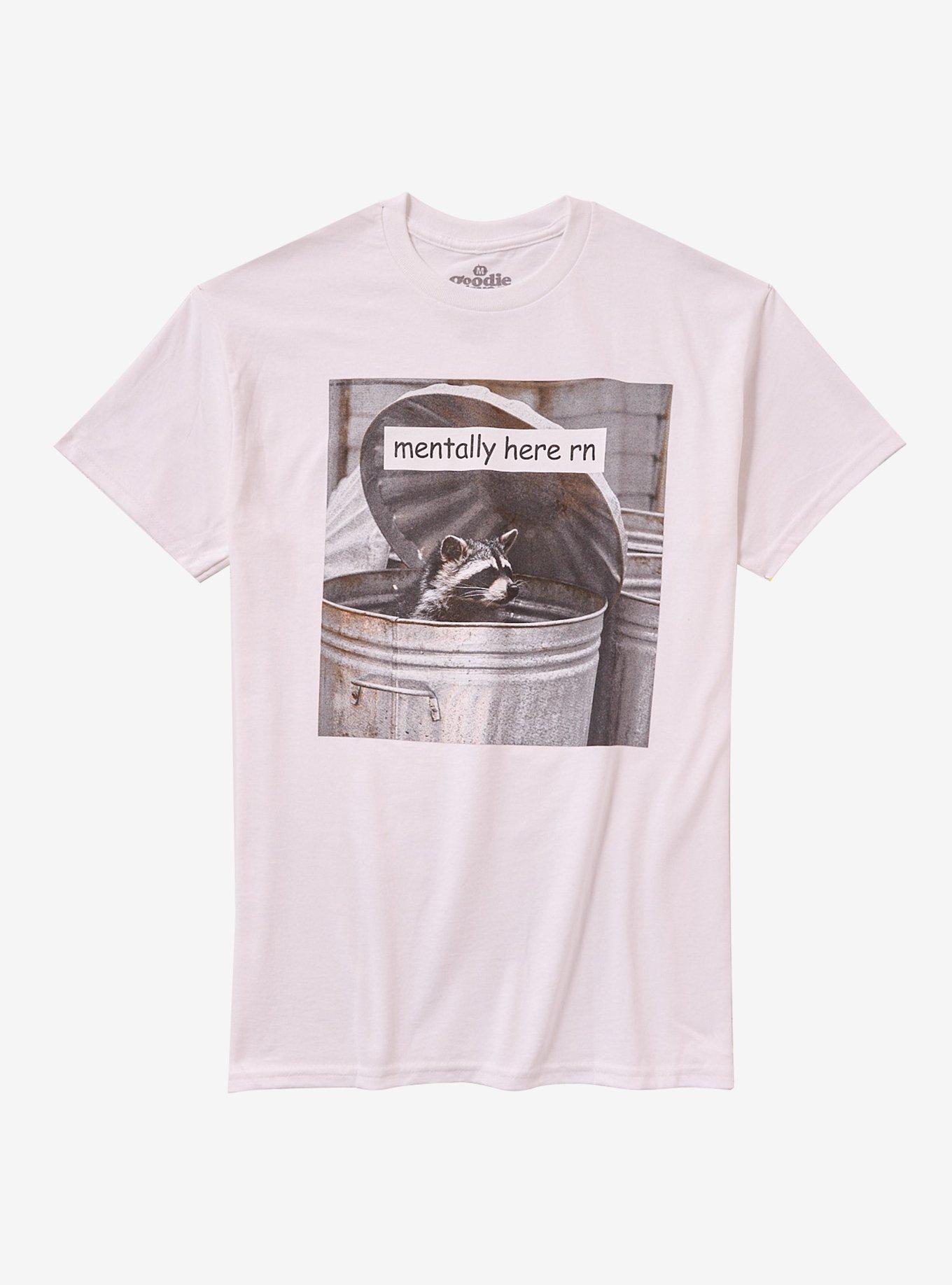 Raccoon Trash Mentally Here T-Shirt By Goodie Two Sleeves, , hi-res