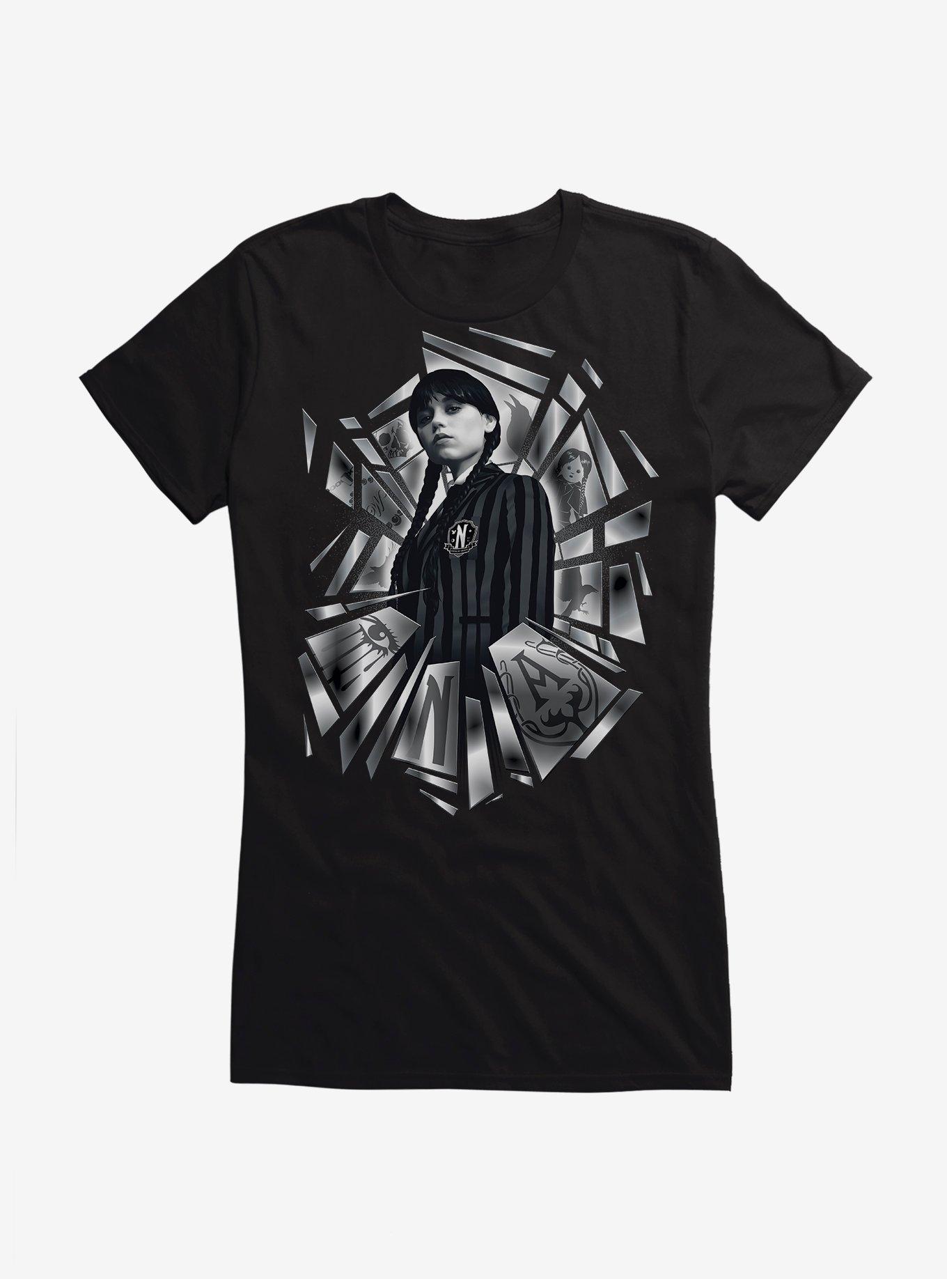 Wednesday Shatter Collage Girls T-Shirt, BLACK, hi-res