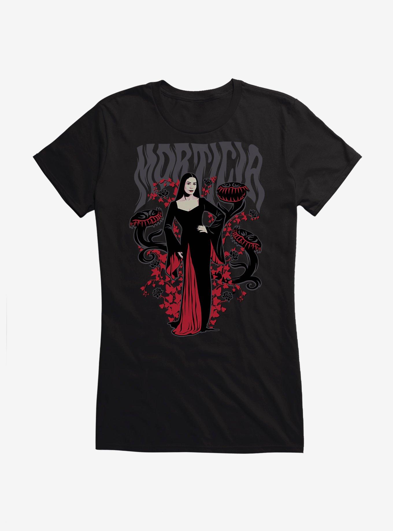Wednesday Morticia Plants Girls T-Shirt, BLACK, hi-res