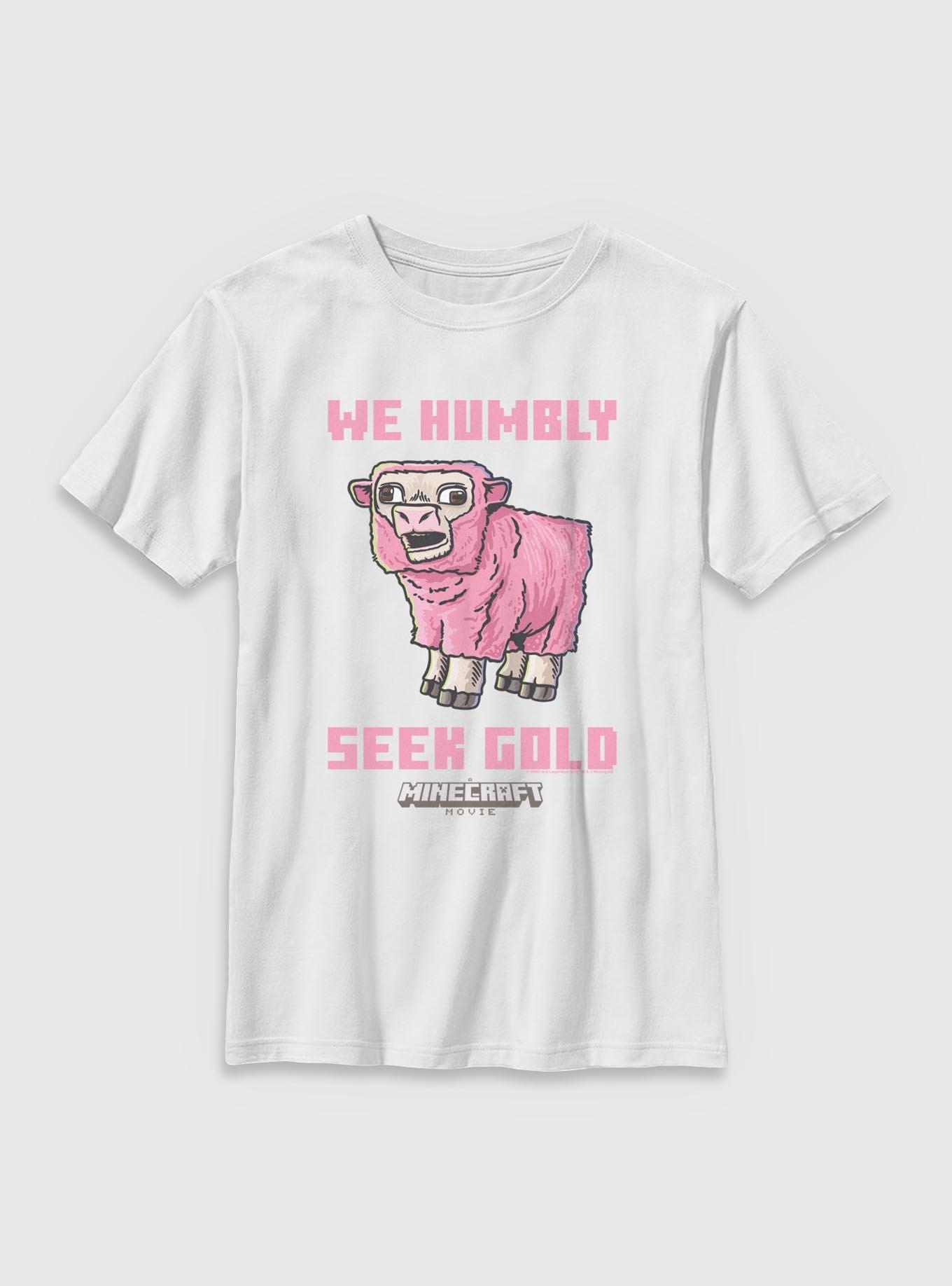 A Minecraft Movie Pink Sheep Seek Gold Youth T-Shirt, , hi-res