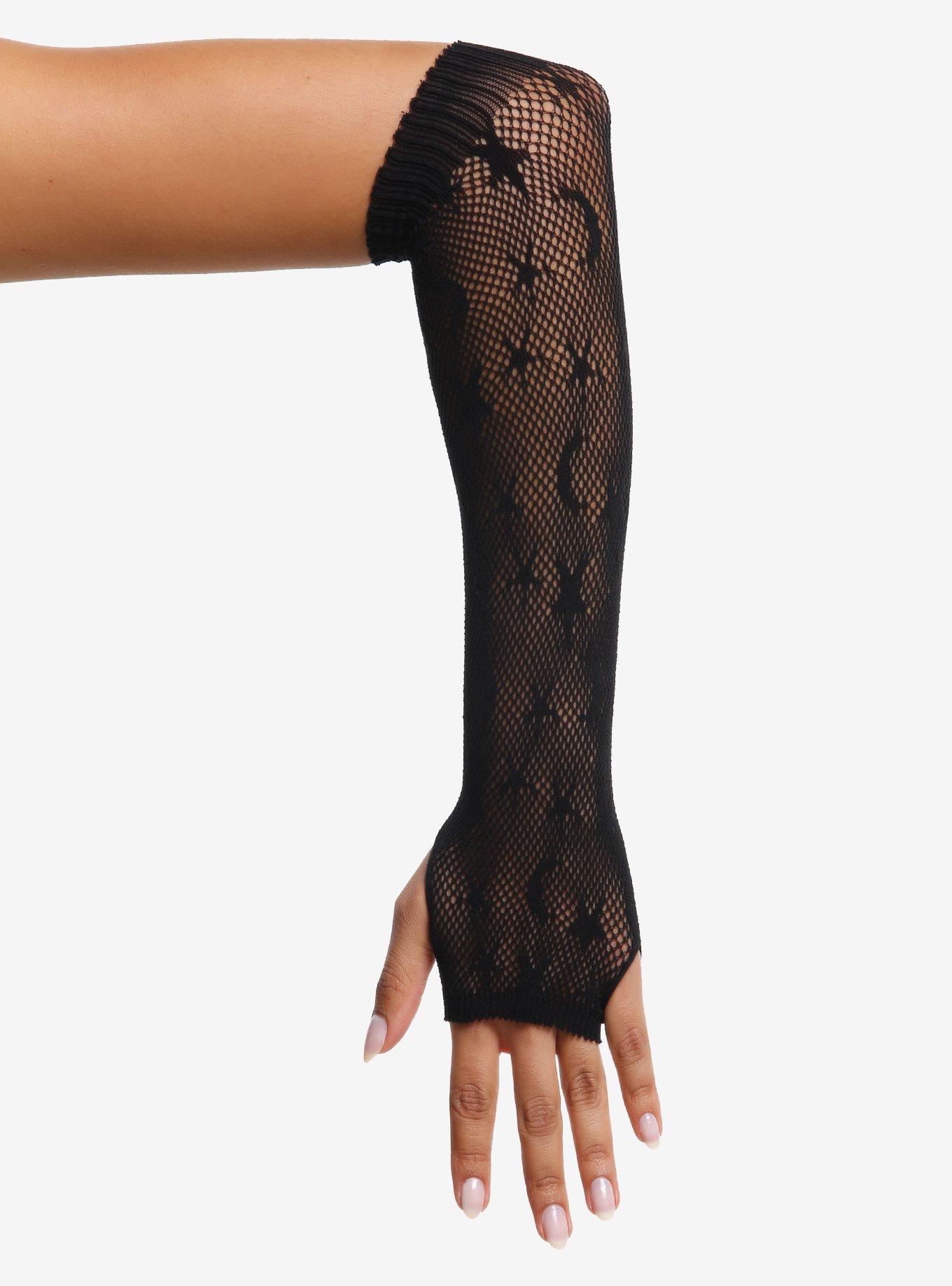 Black Celestial Fishnet Arm Warmers, , hi-res