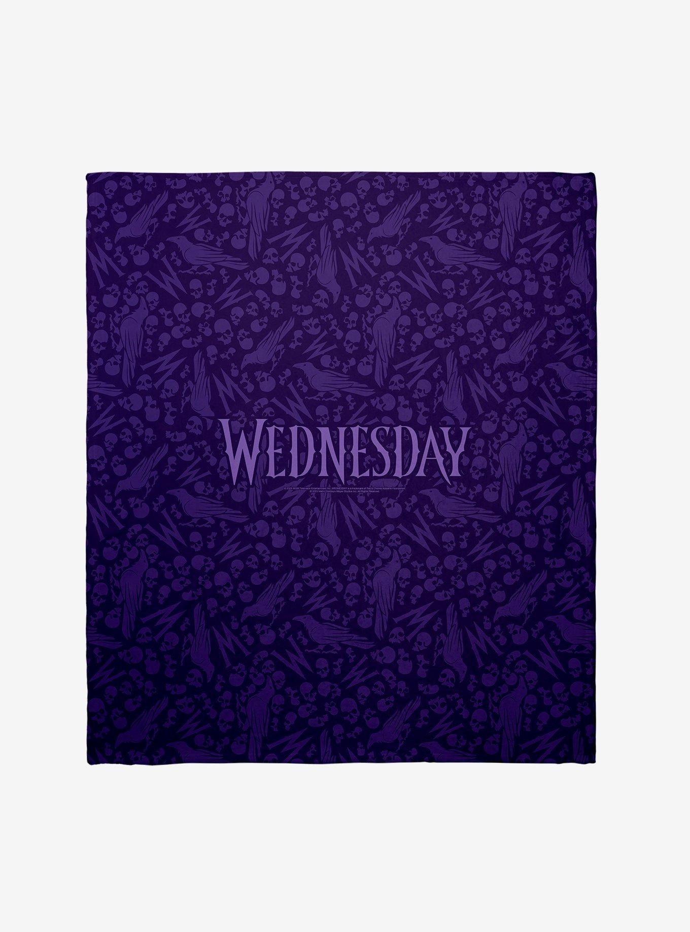 Wednesday Raven & Skulls Throw Blanket, , hi-res