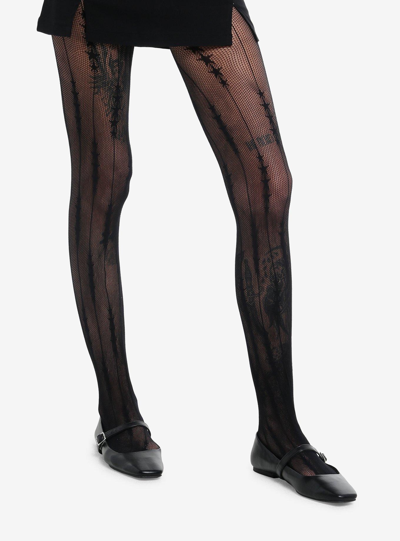 Black Chain Link Stars Fishnet Tights, , hi-res