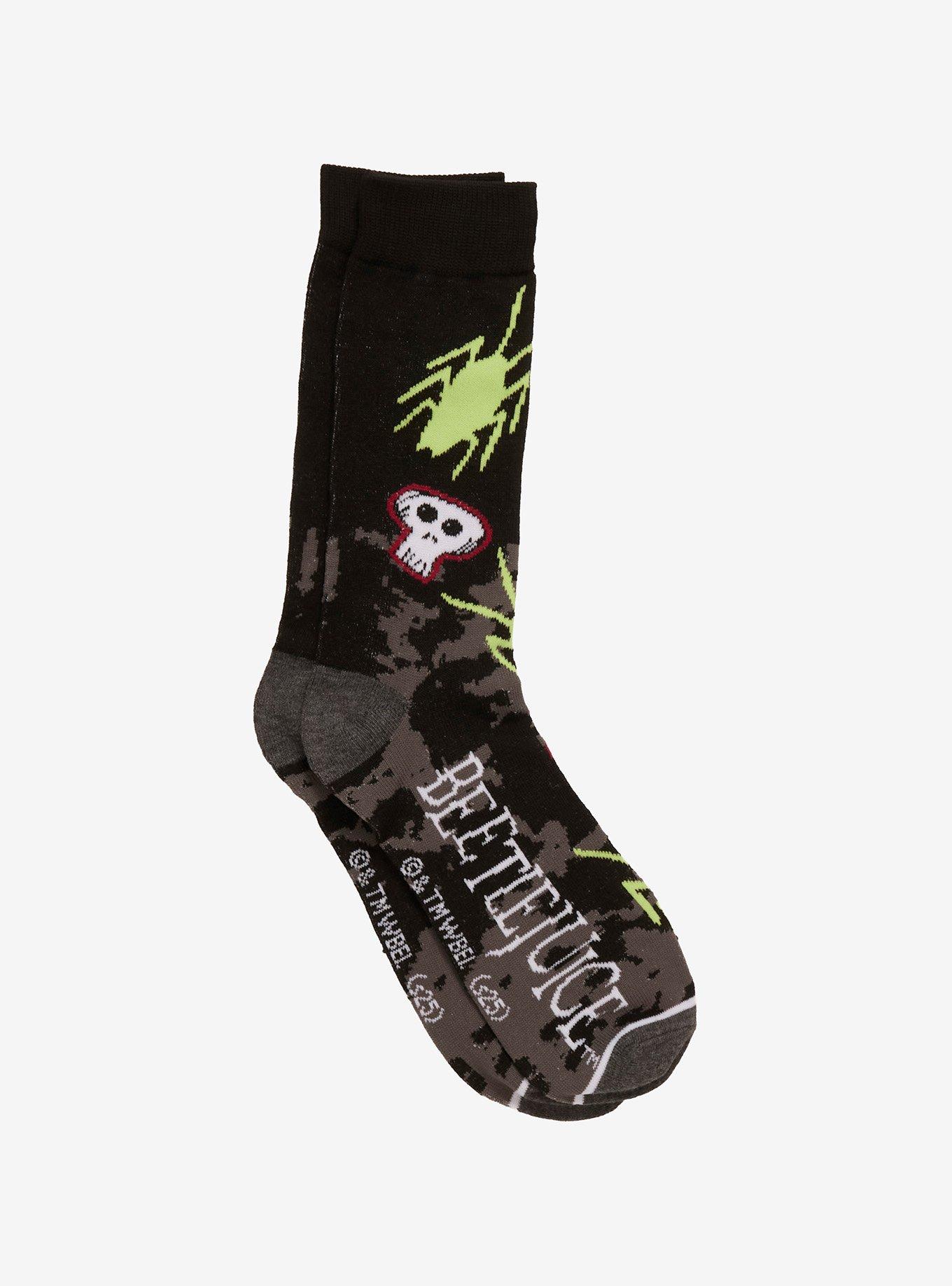 Beetlejuice Bugs & Skulls Crew Socks, , hi-res