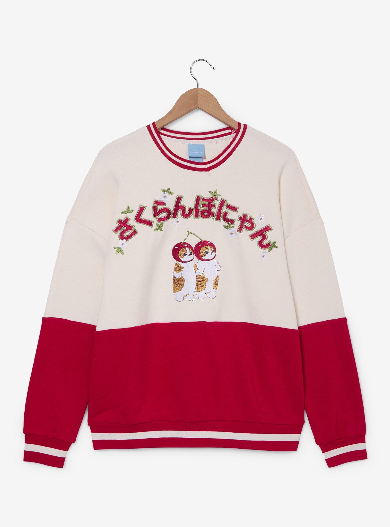 Mofusand Cherry Cats Panel Crewneck - BoxLunch Exclusive, , hi-res