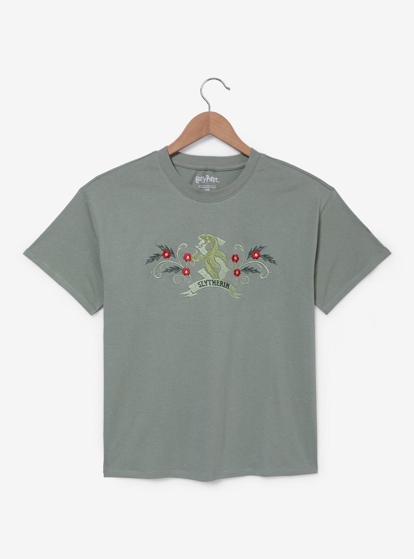 Harry Potter Slytherin Flowers Embroidered T-Shirt &mdash; BoxLunch Exclusive, , hi-res