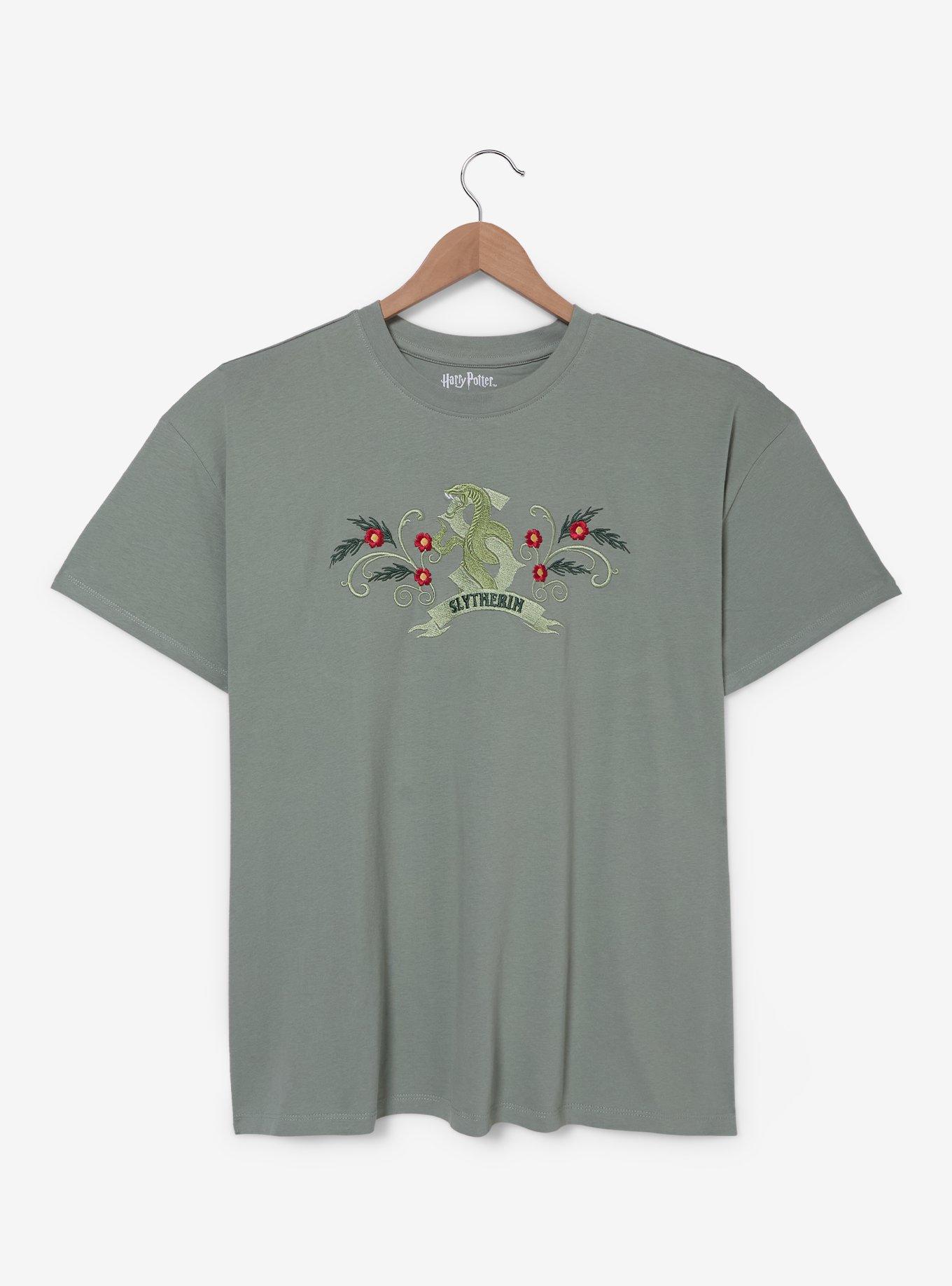 Harry Potter Slytherin Flowers Embroidered Plus T-Shirt — BoxLunch Exclusive