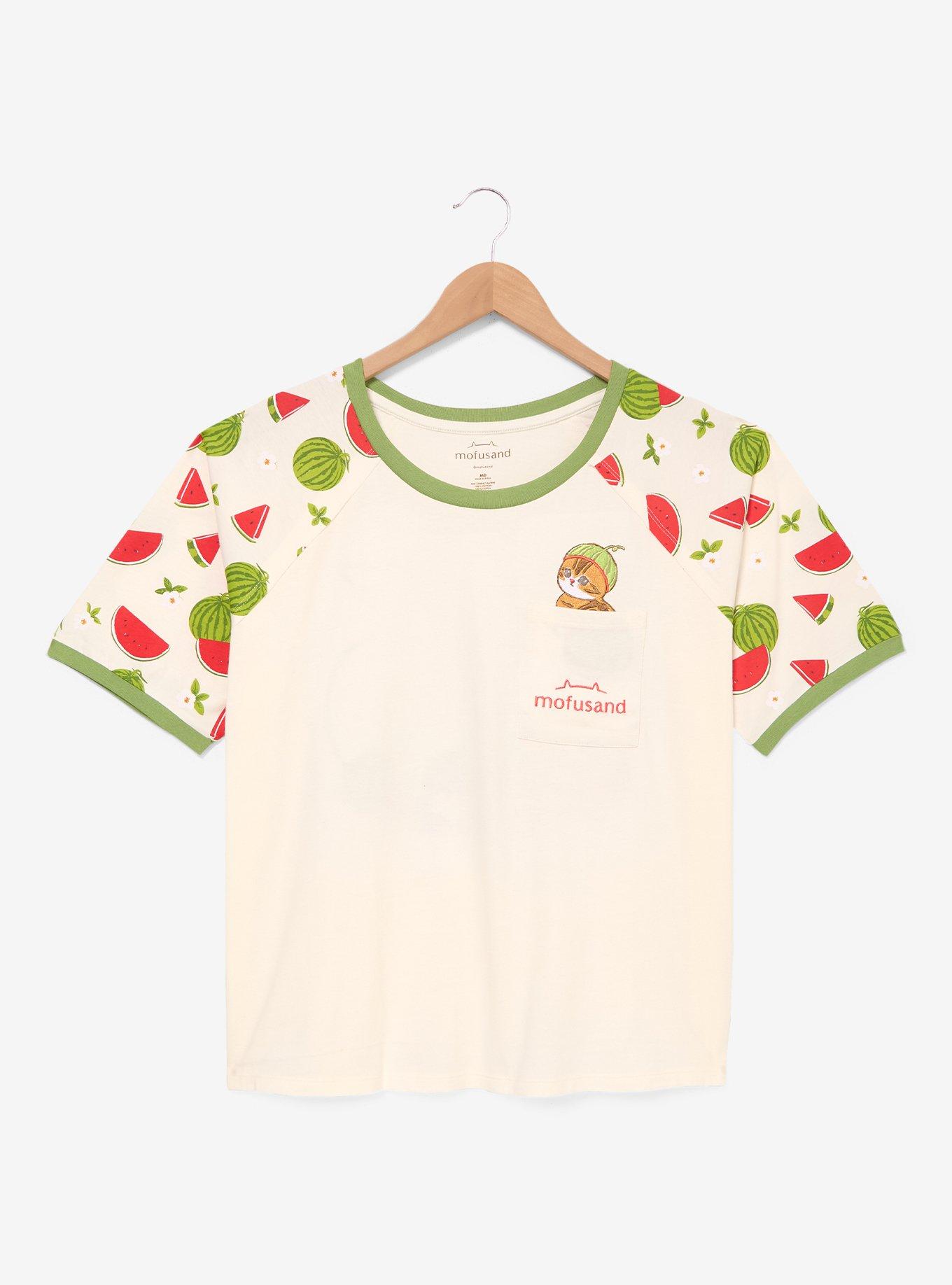 Mofusand Floral Fruit Cats Women's Plus Size Ringer T-Shirt - BoxLunch Exclusive, , hi-res
