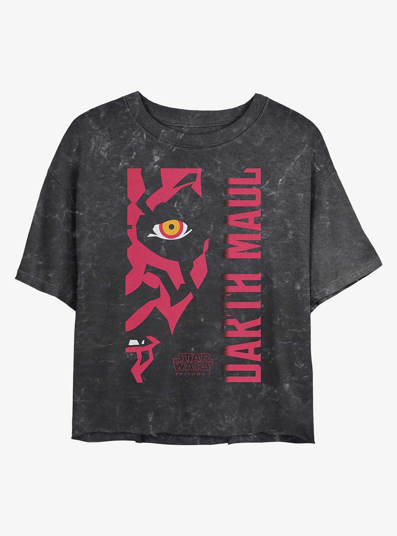 Star Wars Darth Maul Profile Girls Mineral Wash Crop T-Shirt, BLACK, hi-res
