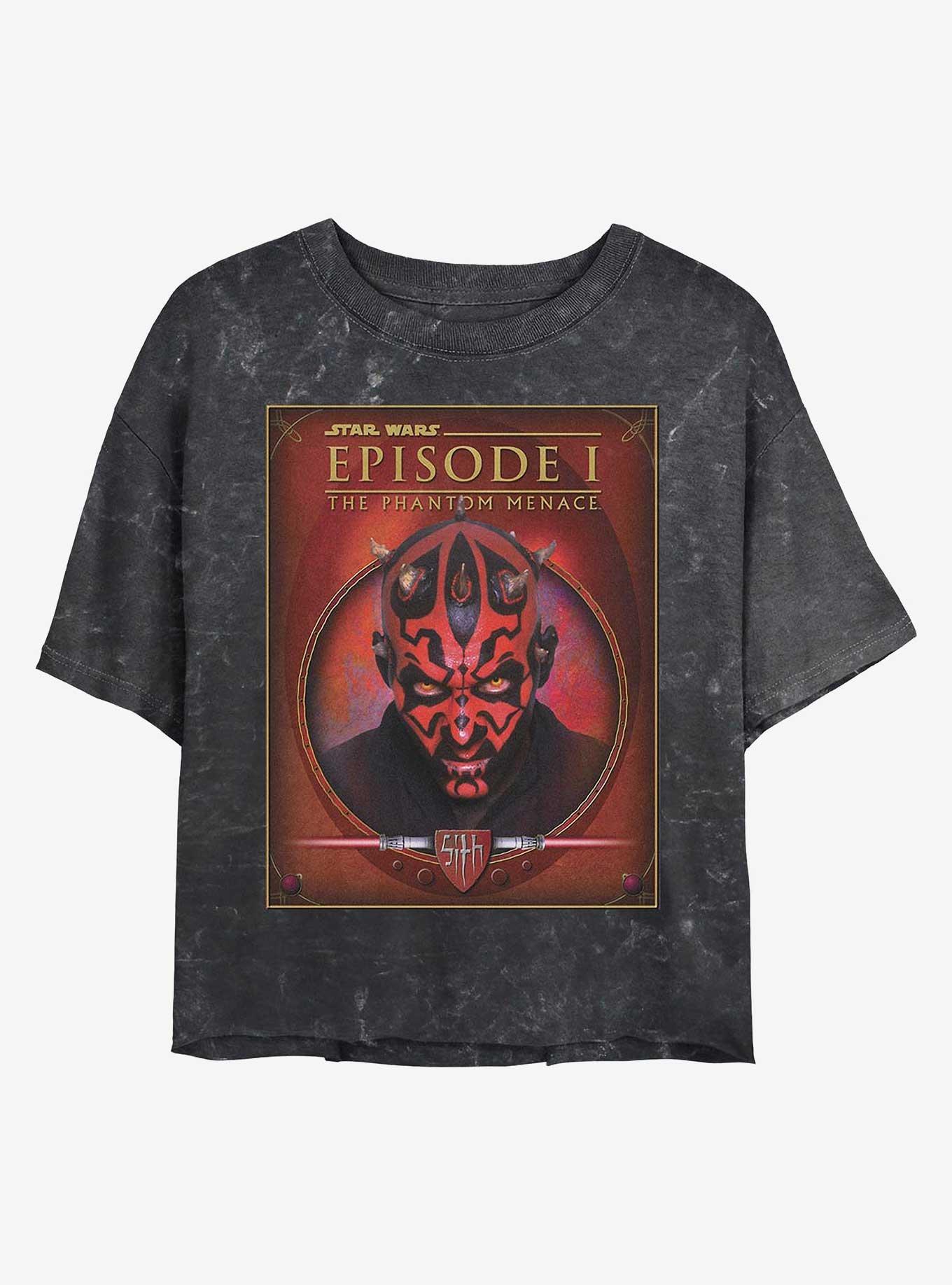 Star Wars Darth Maul Card Girls Mineral Wash Crop T-Shirt, BLACK, hi-res