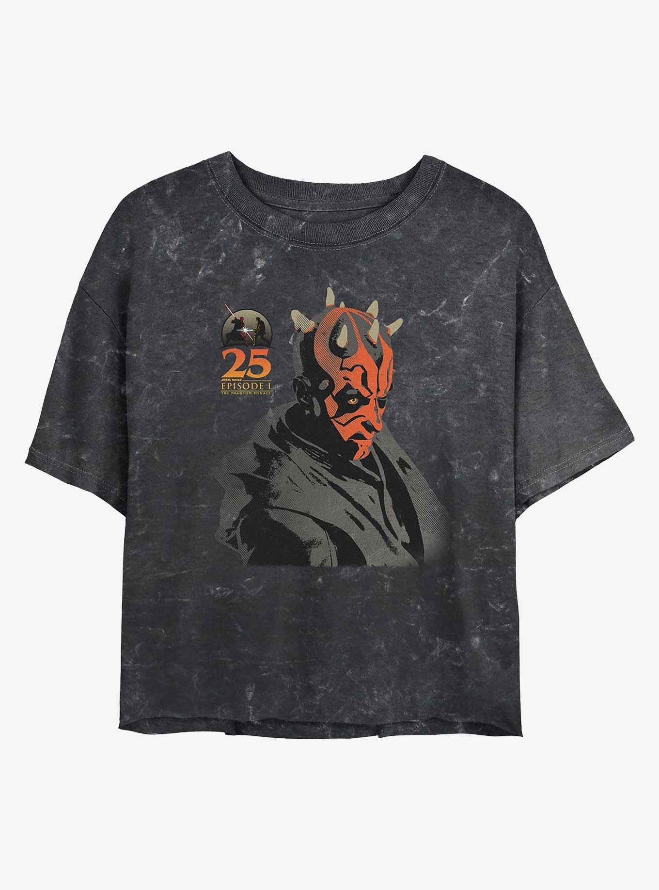 Star Wars Sith Darth Maul Girls Mineral Wash Crop T-Shirt, BLACK, hi-res