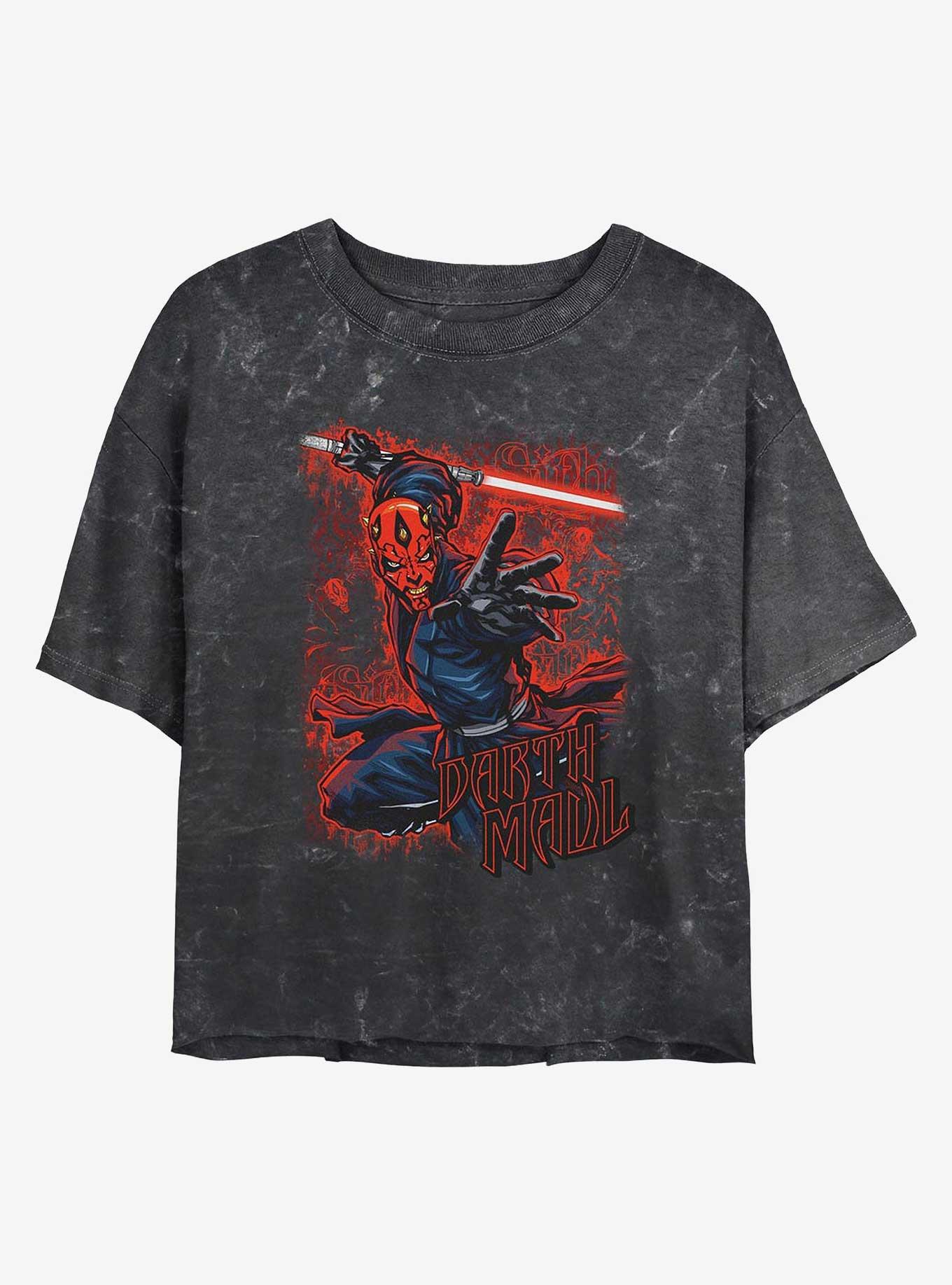 Star Wars Awesome Maul Girls Mineral Wash Crop T-Shirt, BLACK, hi-res