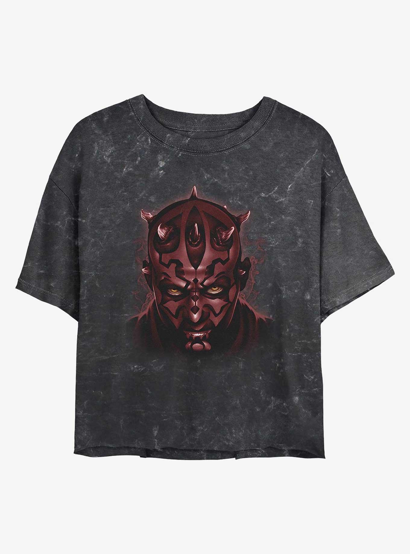 Star Wars Darth Maul Girls Mineral Wash Crop T-Shirt, BLACK, hi-res