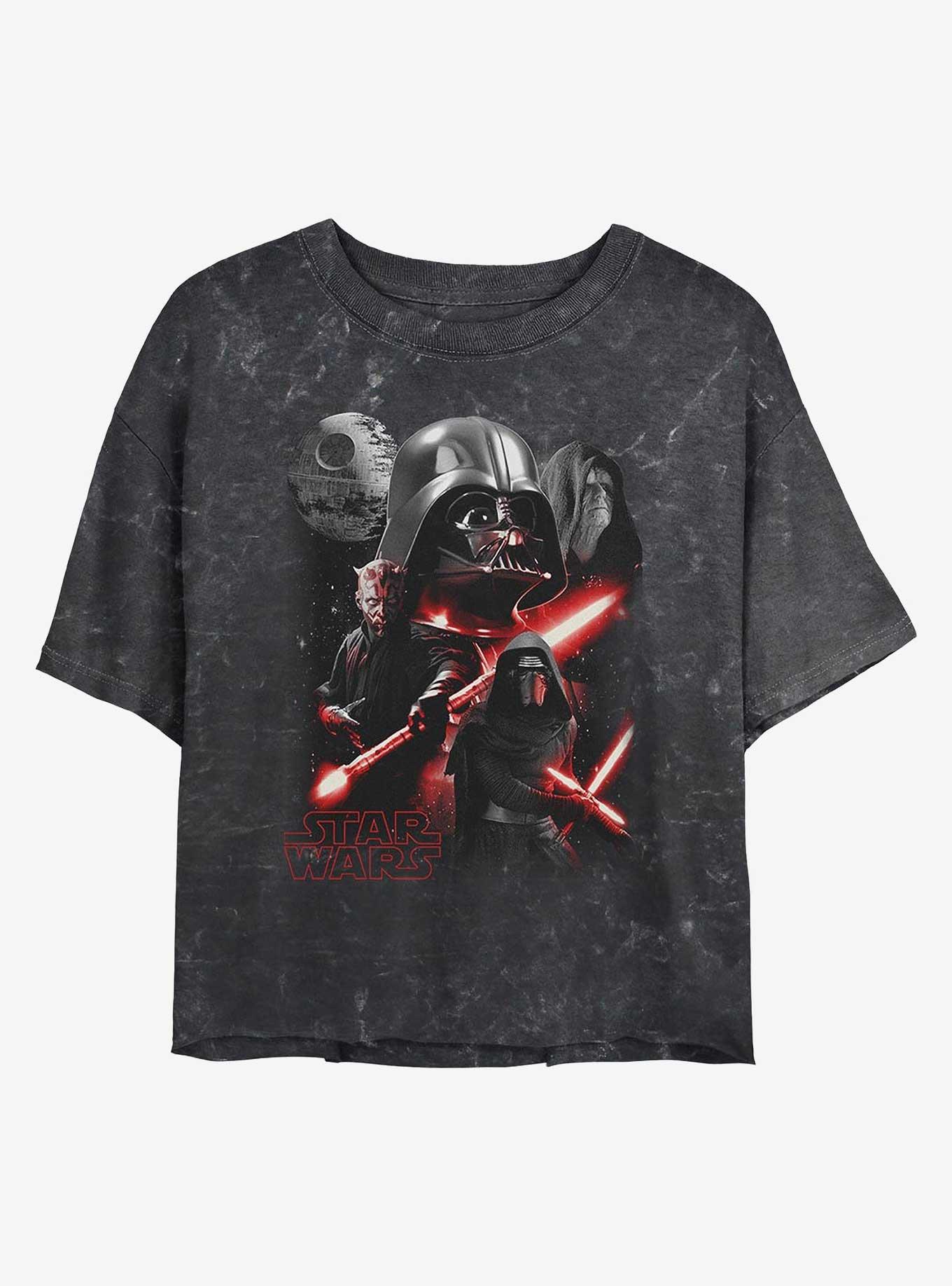 Star Wars Poster Style Girls Mineral Wash Crop T-Shirt, BLACK, hi-res