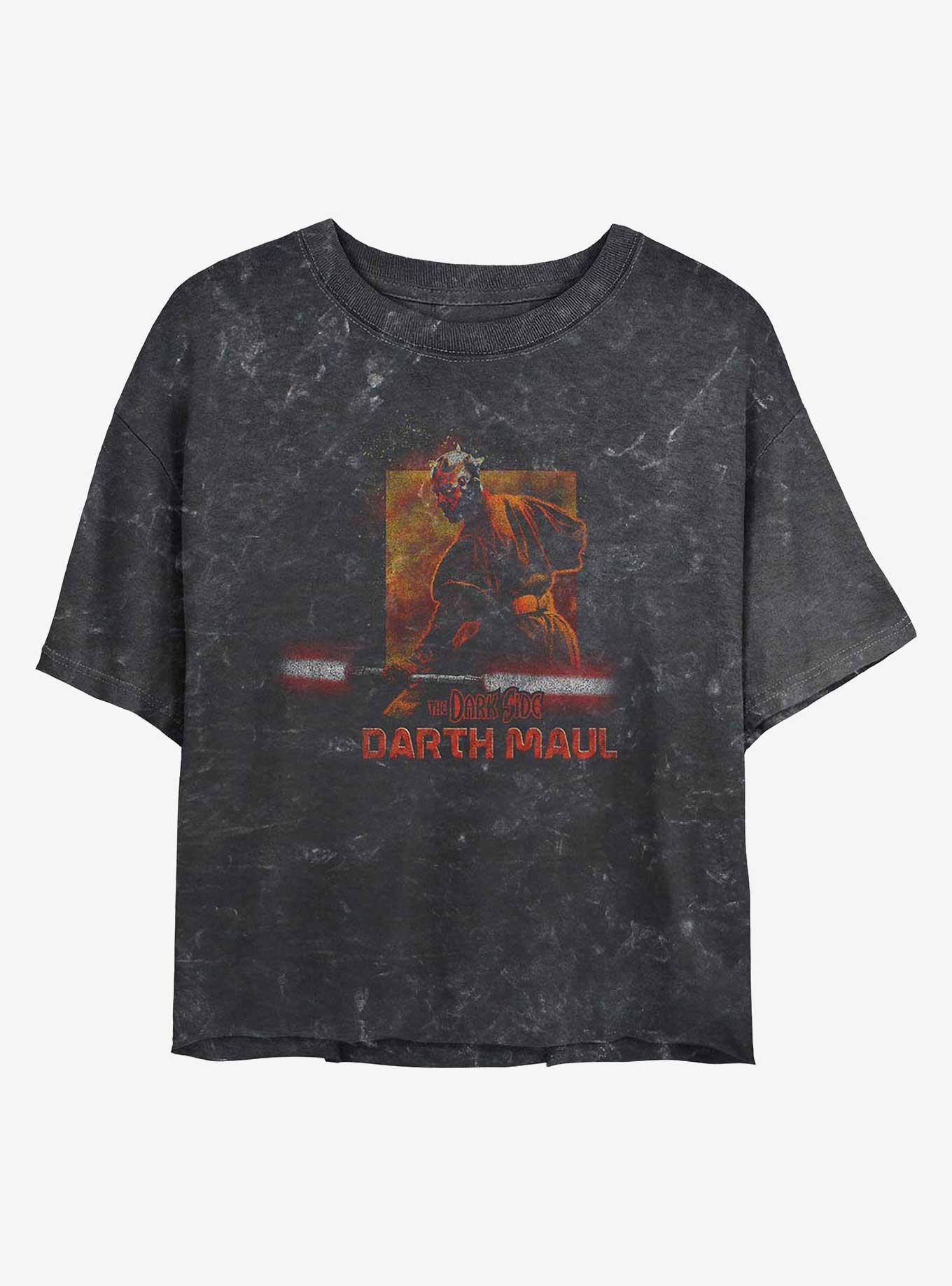 Star Wars Darth Maul Dark Side Girls Mineral Wash Crop T-Shirt, BLACK, hi-res