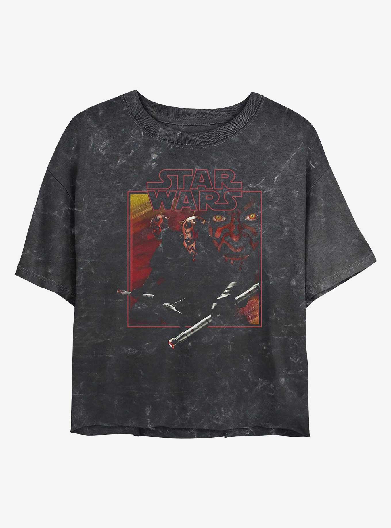 Star Wars Vintage Maul Girls Mineral Wash Crop T-Shirt, BLACK, hi-res