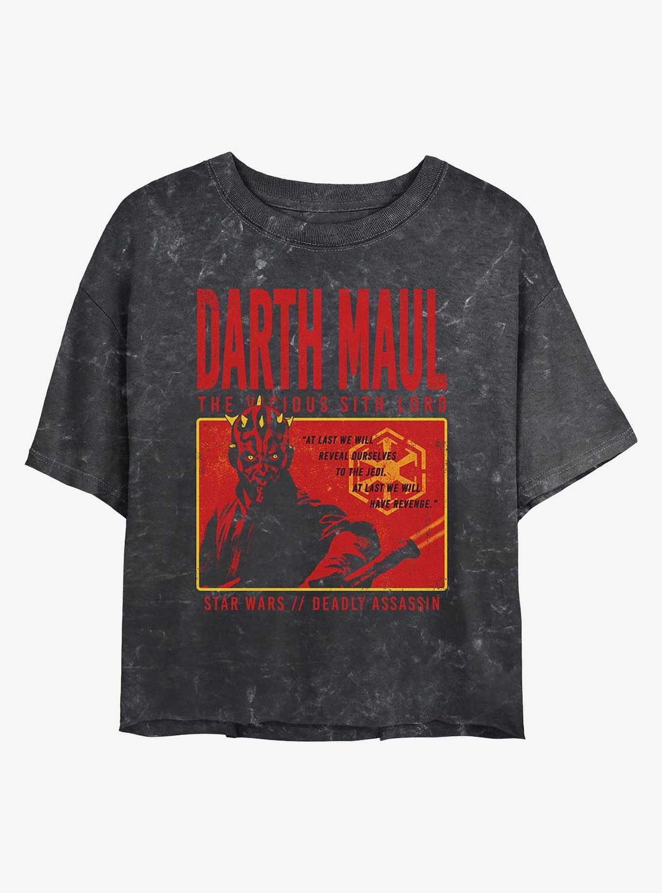 Star Wars Maul Horror Box Girls Mineral Wash Crop T-Shirt, BLACK, hi-res