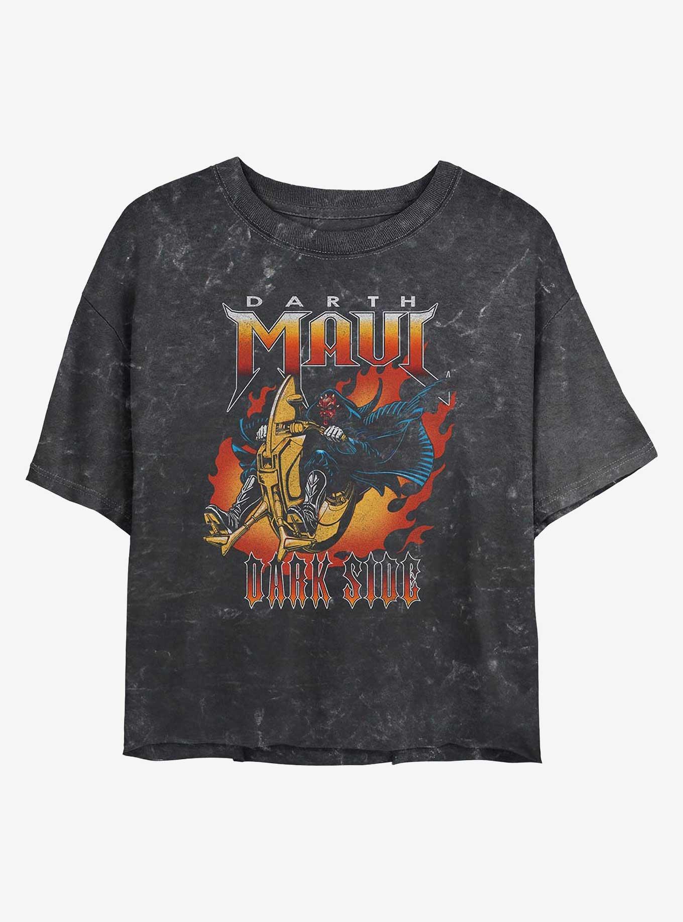 Star Wars Sith Flame Girls Mineral Wash Crop T-Shirt, BLACK, hi-res