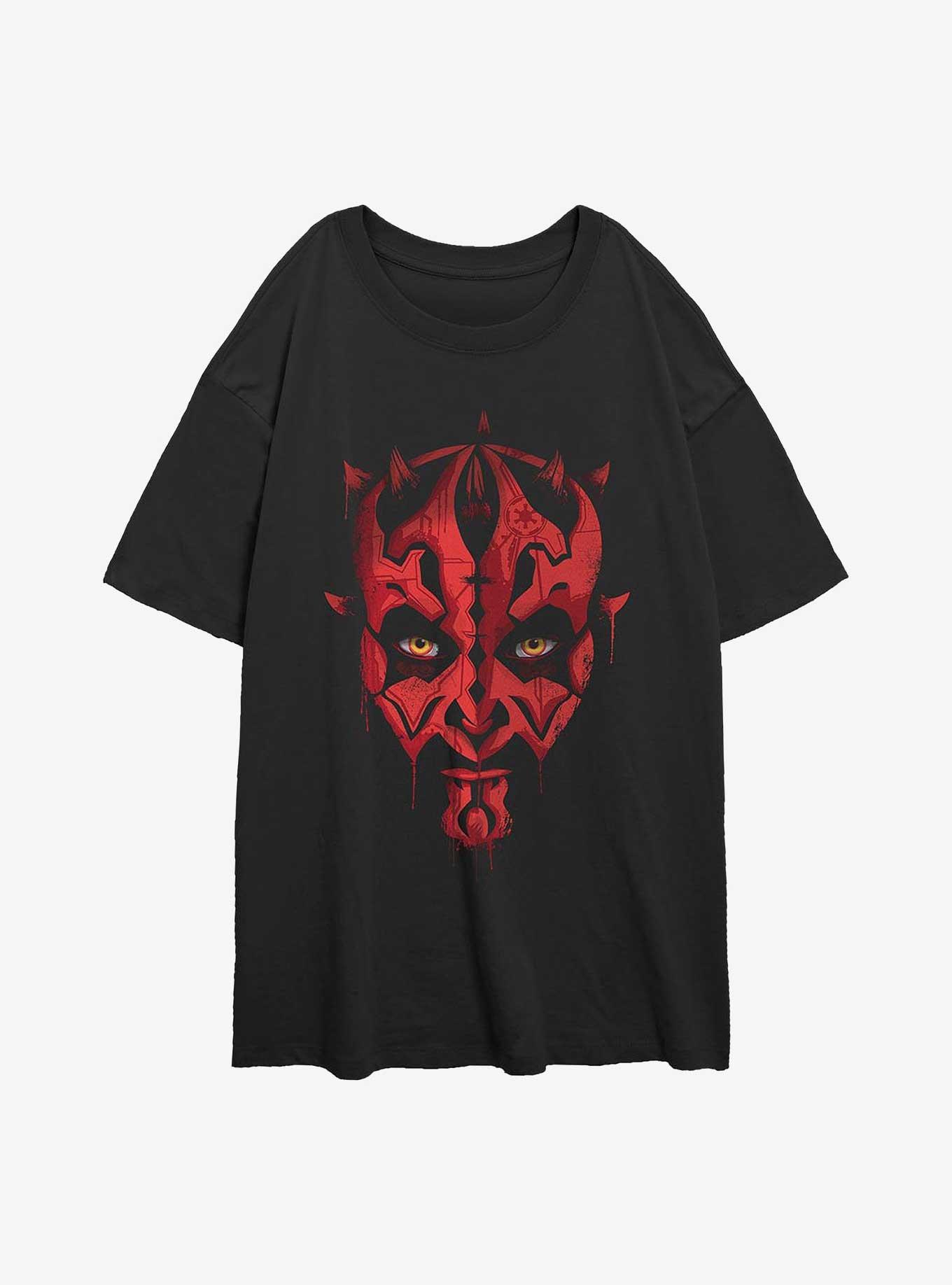 Star Wars Darth Maul Paint Girls Oversized T-Shirt - BLACK