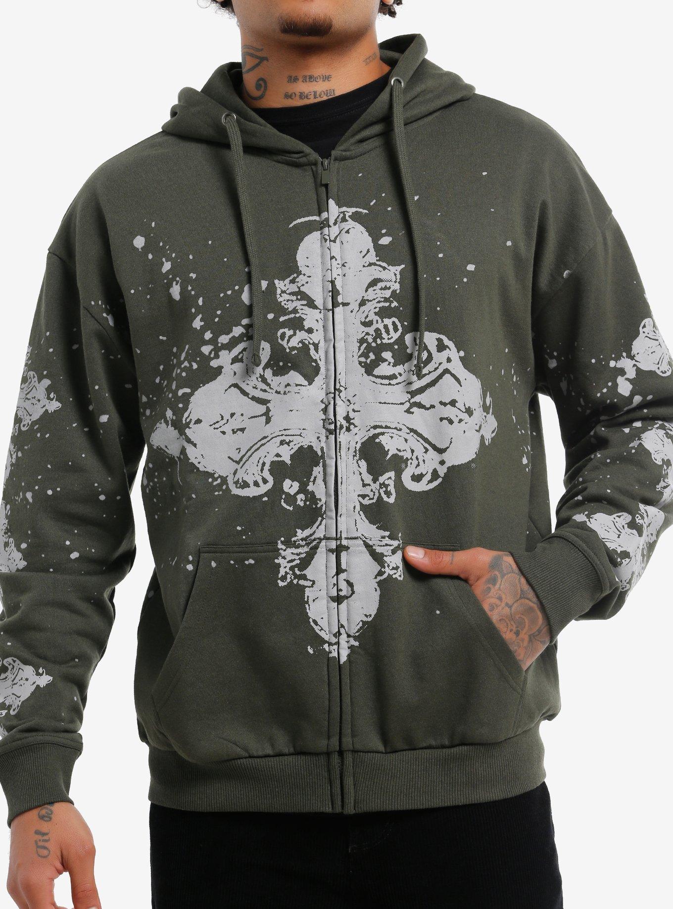 Green Cross Splatter Hoodie | Hot Topic