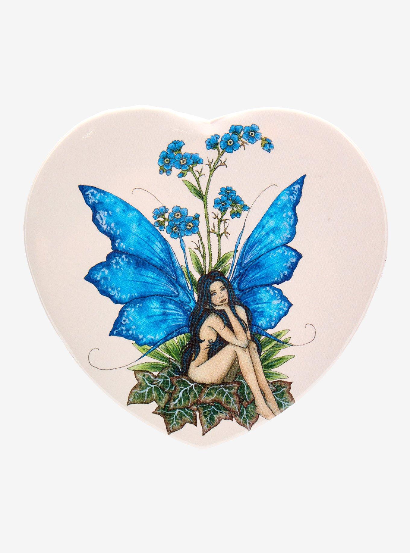 Forget Me Not Fairy 3 Inch Heart Button By Amy Brown, , hi-res