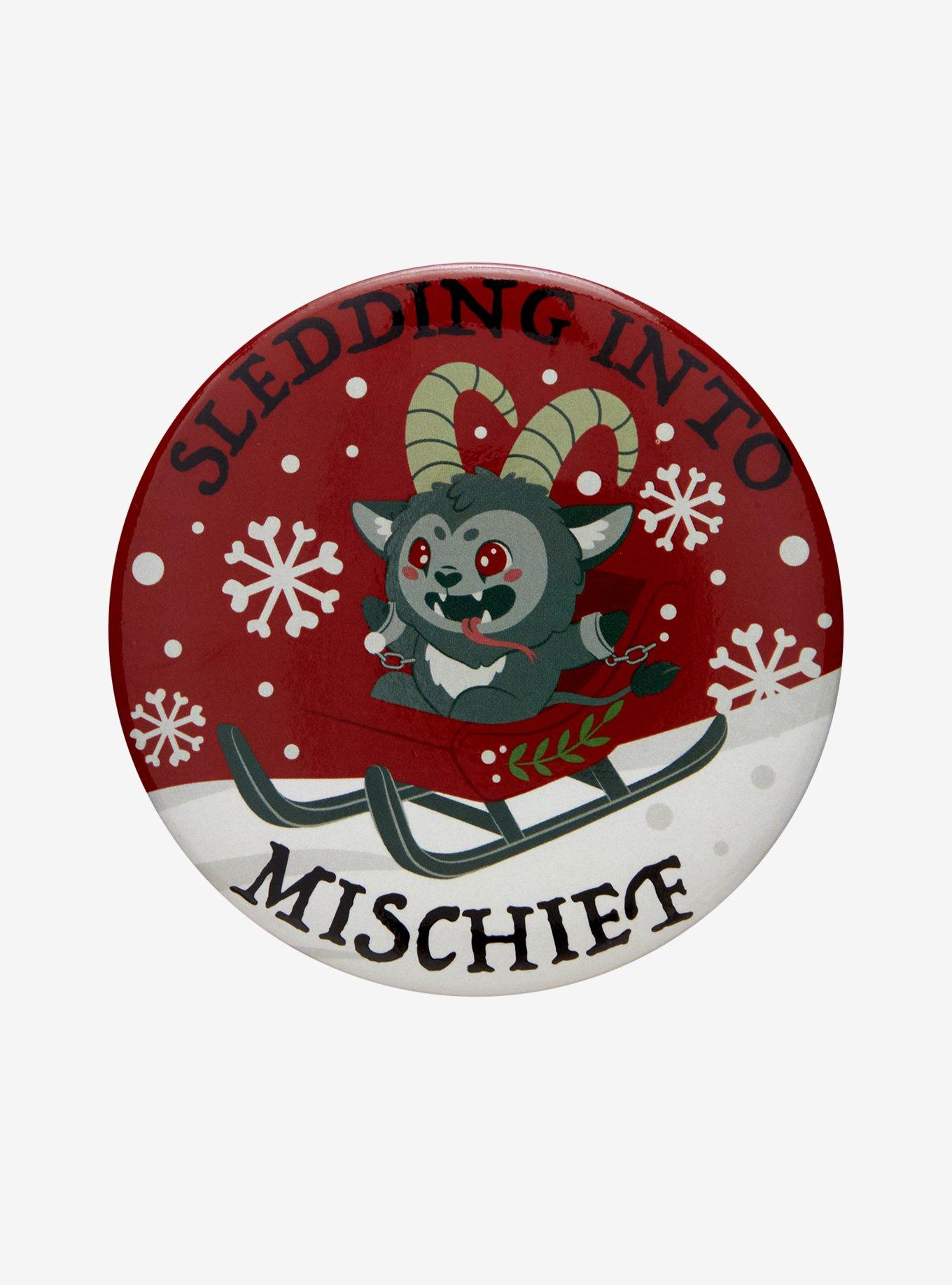 My Little Krampus Sledding Into Mischief 3 Inch Button, , hi-res