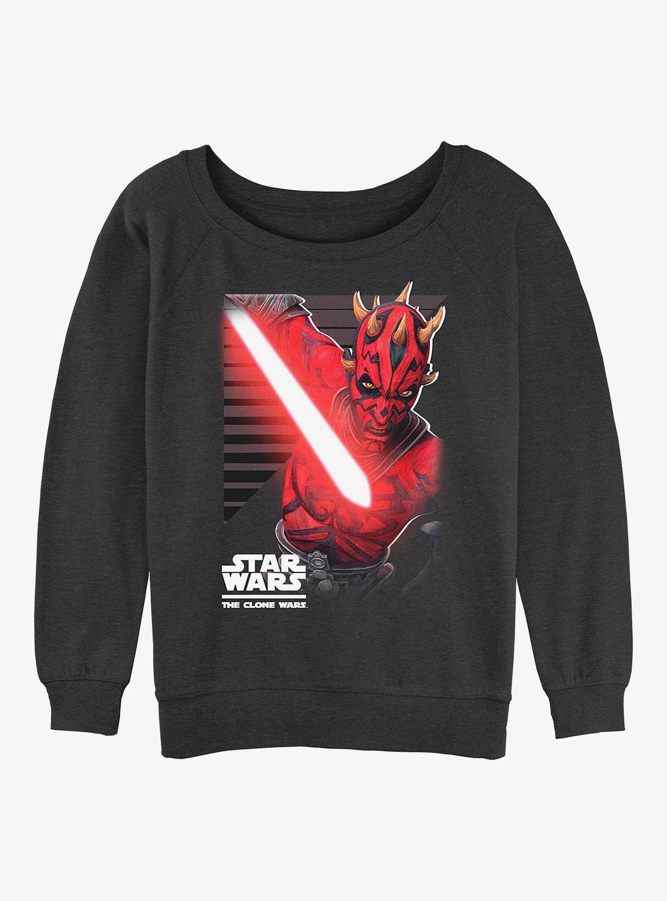 Star Wars: The Clone Wars Maul Strikes Girls Slouchy Sweatshirt, CHAR HTR, hi-res
