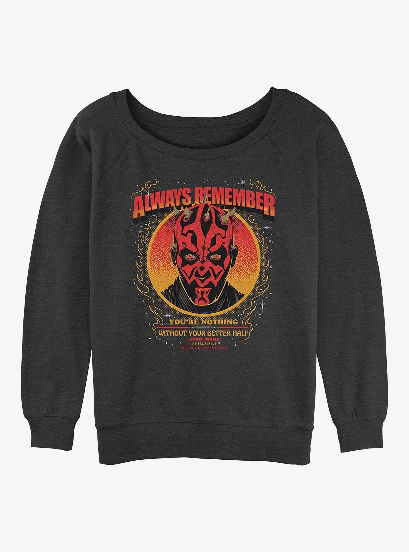Star Wars Always Remember Girls Slouchy Sweatshirt, CHAR HTR, hi-res