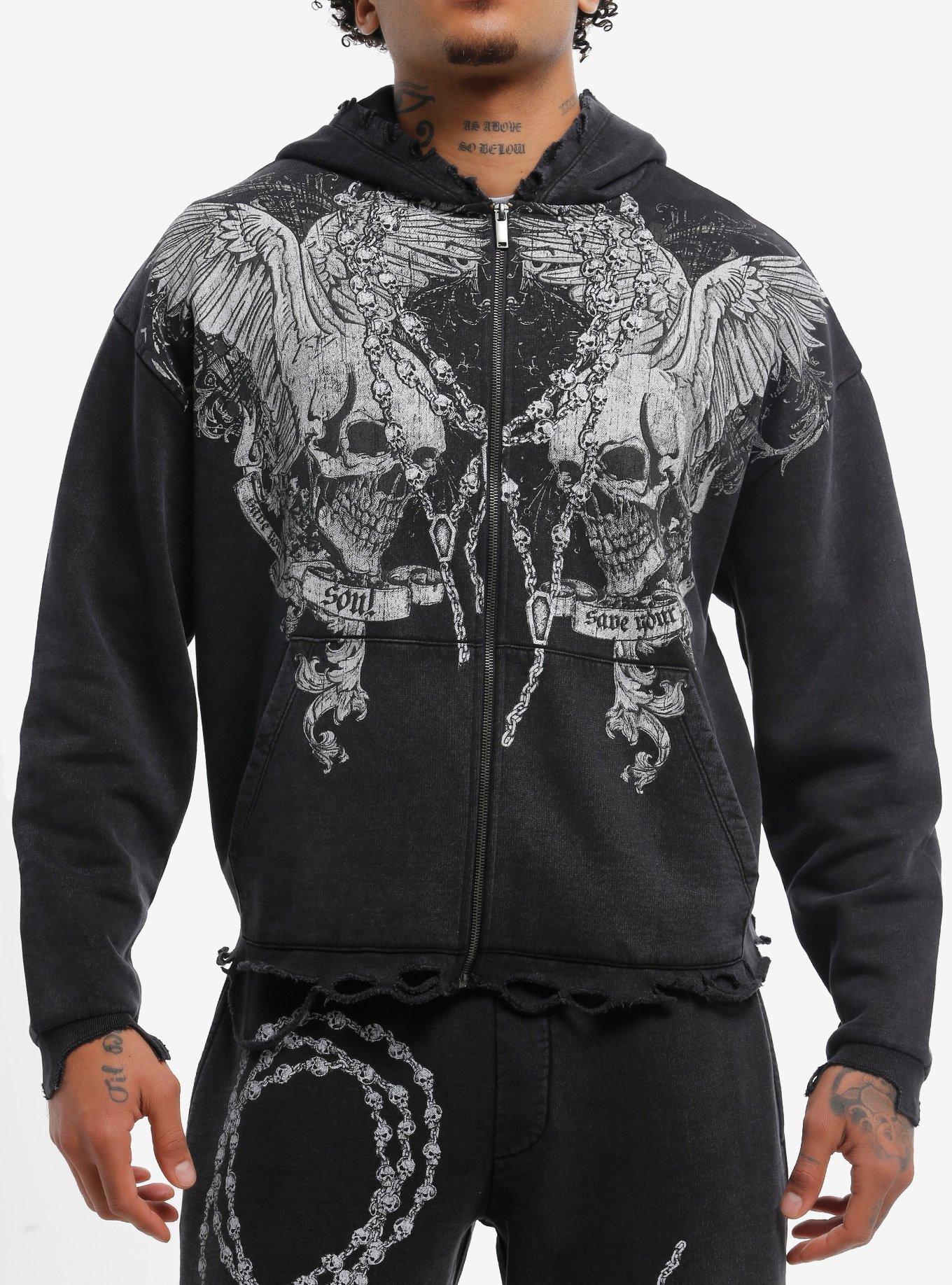 Winged Skull Rosary Hoodie | Hot Topic