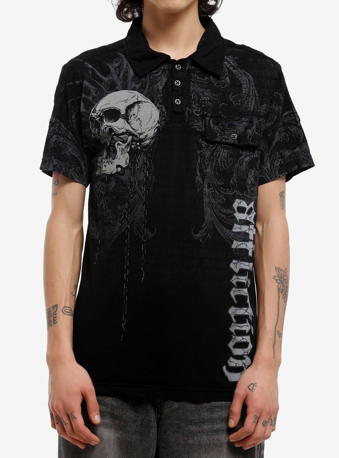 Affliction Skull & Filigree Polo Shirt, , hi-res