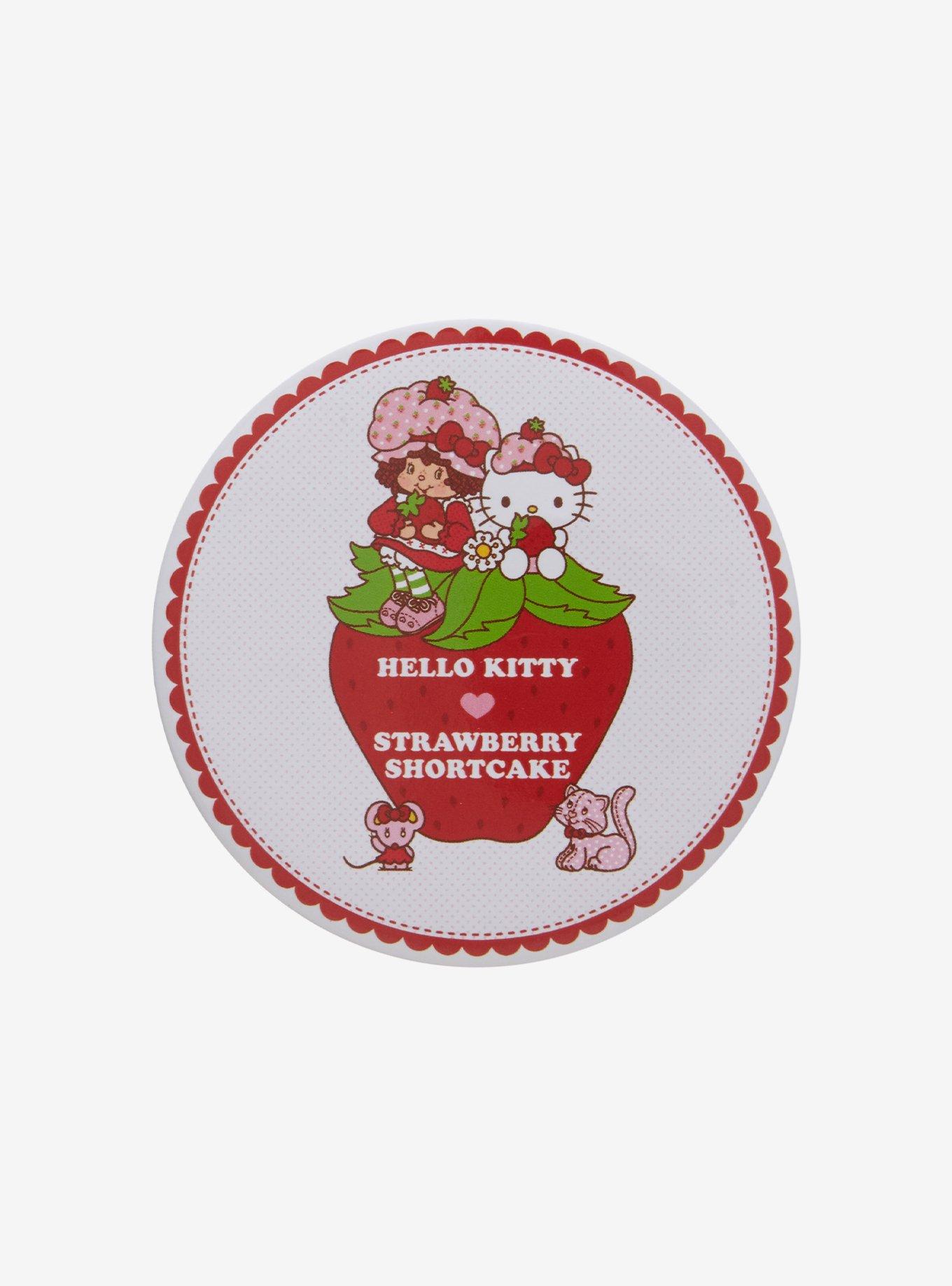 Strawberry Shortcake X Hello Kitty And Friends Strawberry Shortcake & Hello Kitty 3 Inch Button, , hi-res