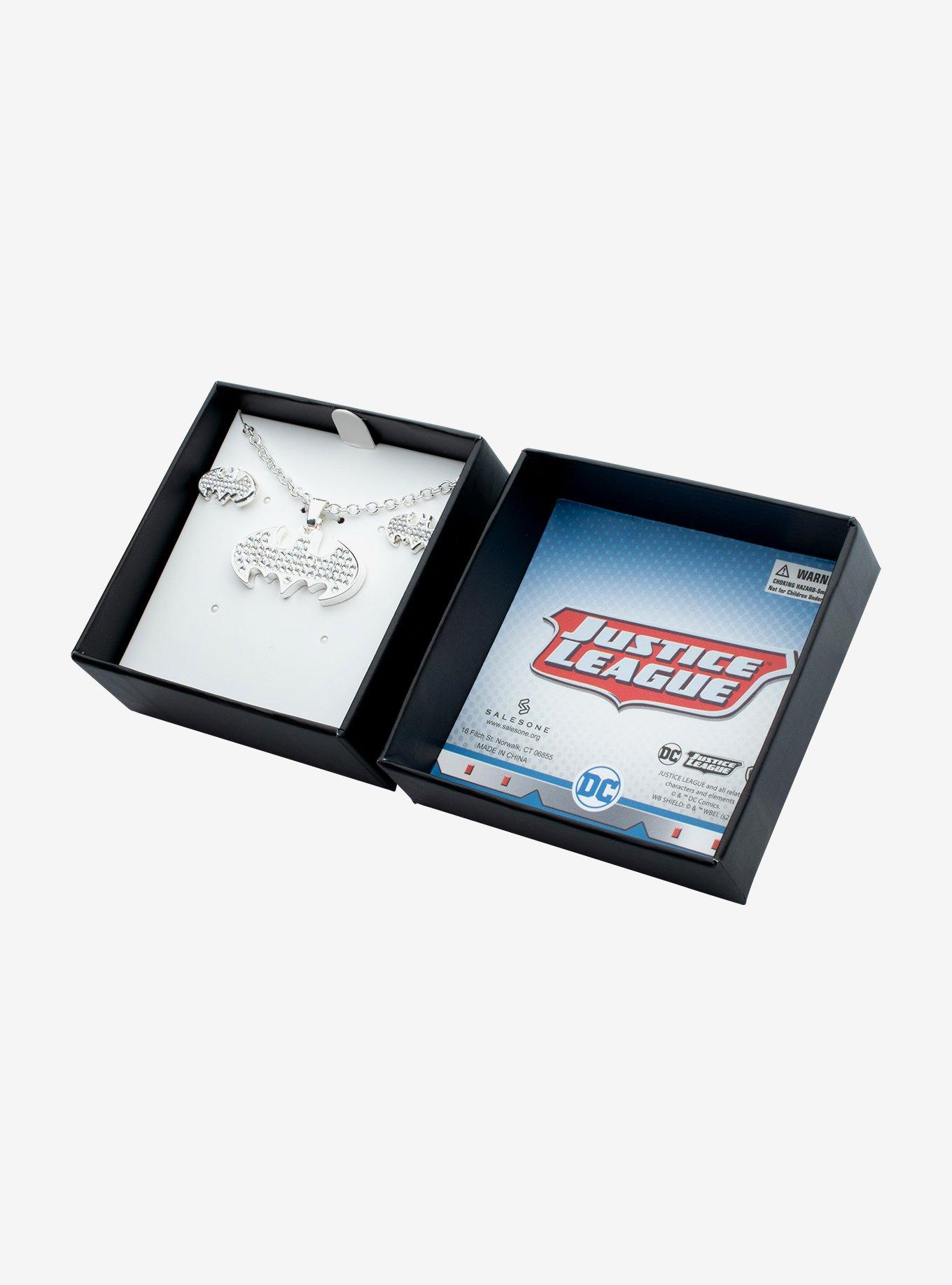 DC Comics Batman Jeweled Pendant Necklace & Stud Earring Set, , hi-res