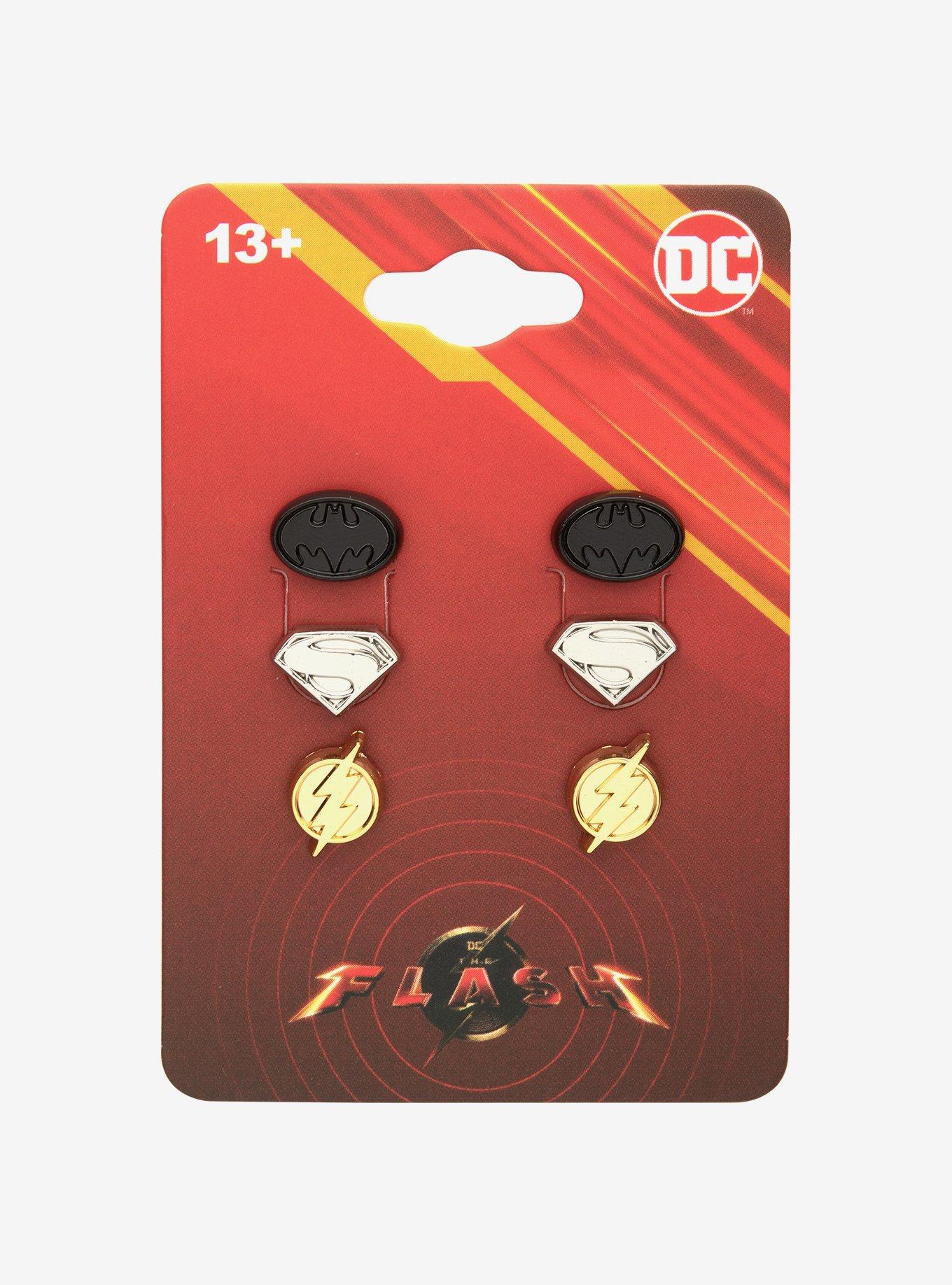DC Comics Superhero Symbols Stud Earring Set, , hi-res