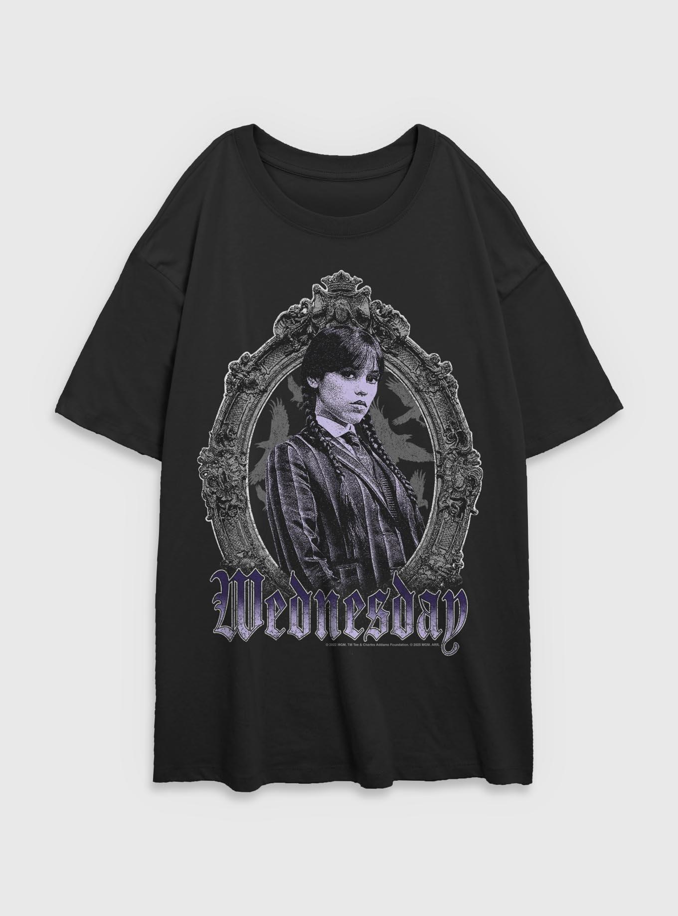 Wednesday In Frame Portrait Womens Oversized T-Shirt BoxLunch Exclusive, , hi-res