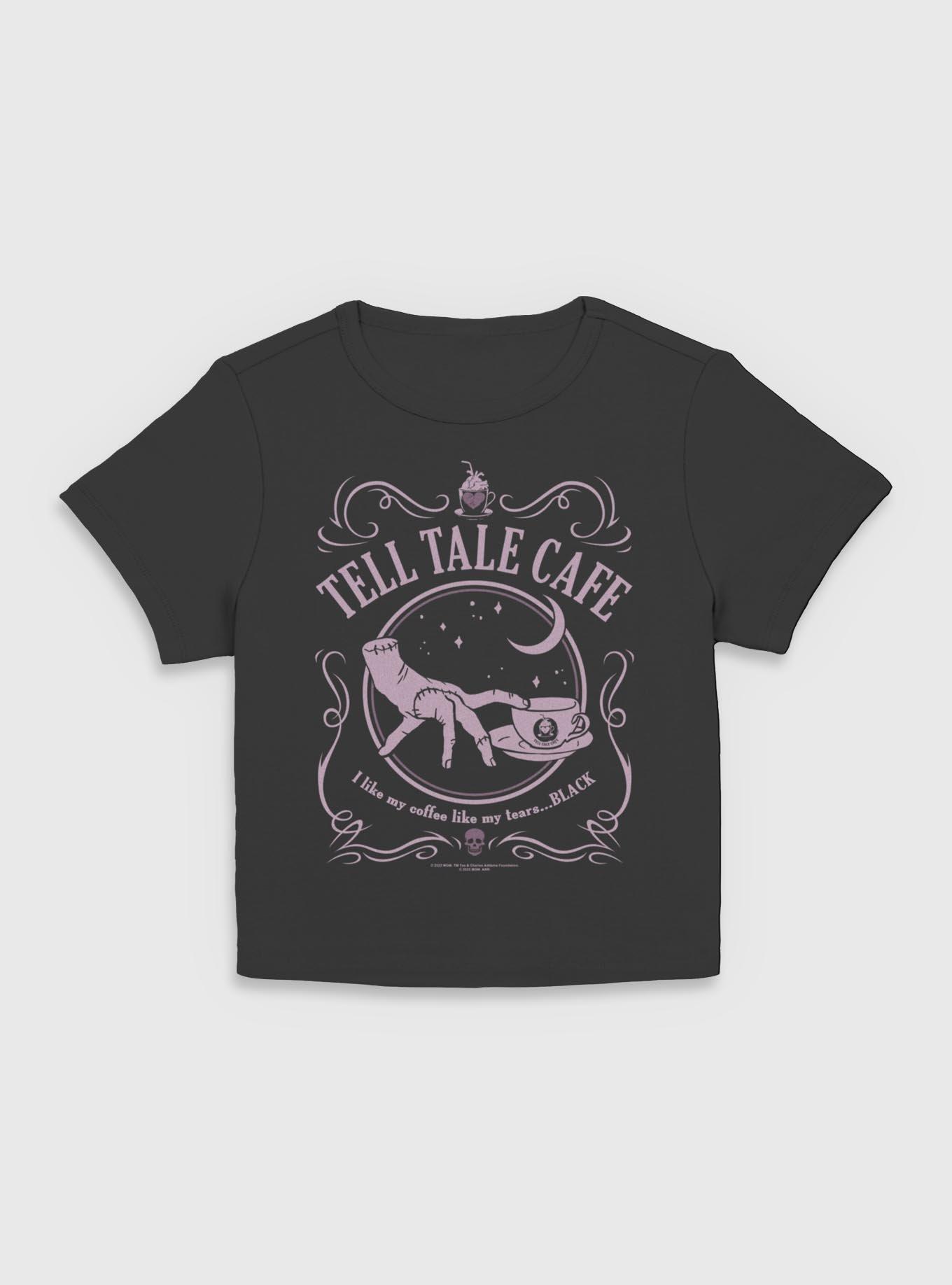 Wednesday Tell Tale Cafe Women Baby T-Shirt BoxLunch Exclusive, BLACK, hi-res