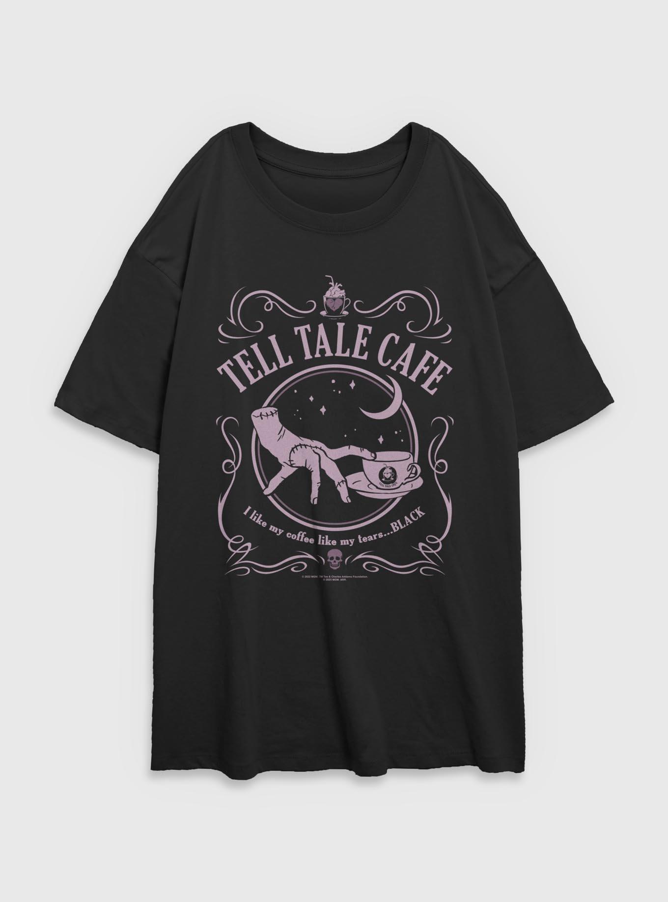 Wednesday Tell Tale Cafe Womens Oversized T-Shirt BoxLunch Exclusive, , hi-res
