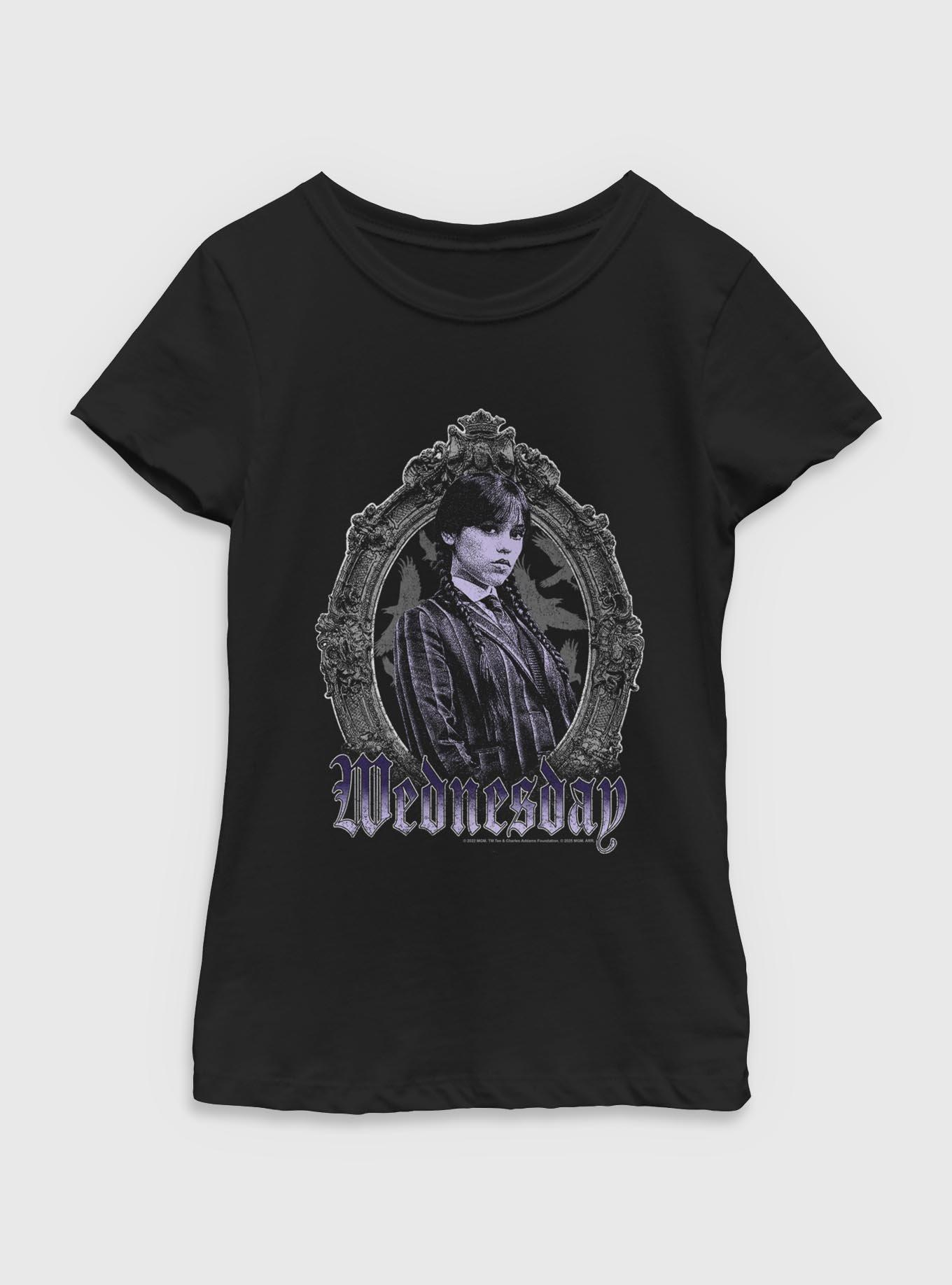 Wednesday In Frame Portrait Youth Girls T-Shirt BoxLunch Exclusive, , hi-res