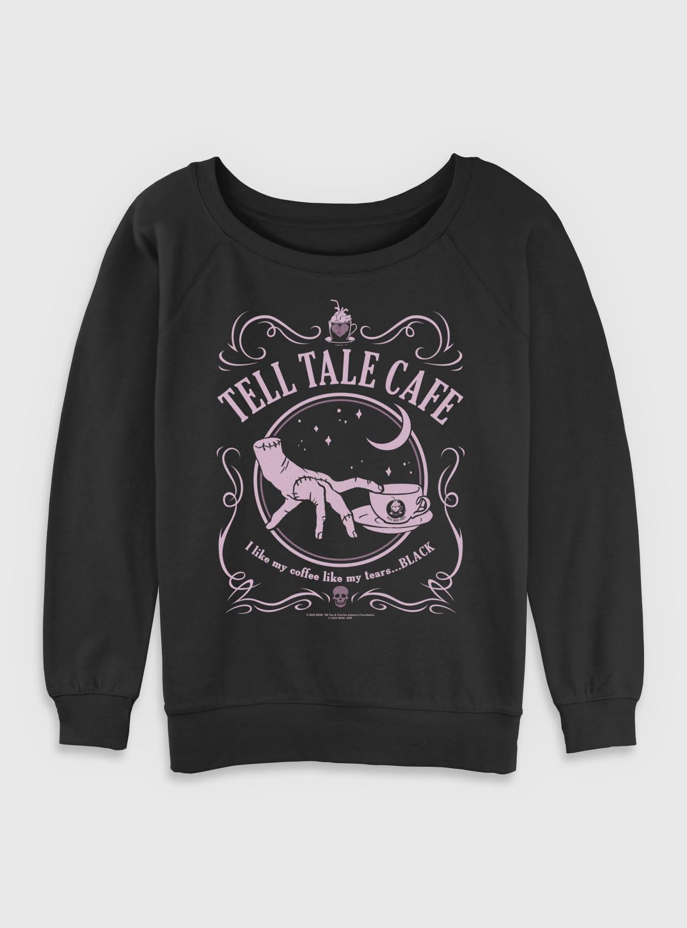 Wednesday Tell Tale Cafe Womens Slouchy Sweatshirt BoxLunch Exclusive, , hi-res