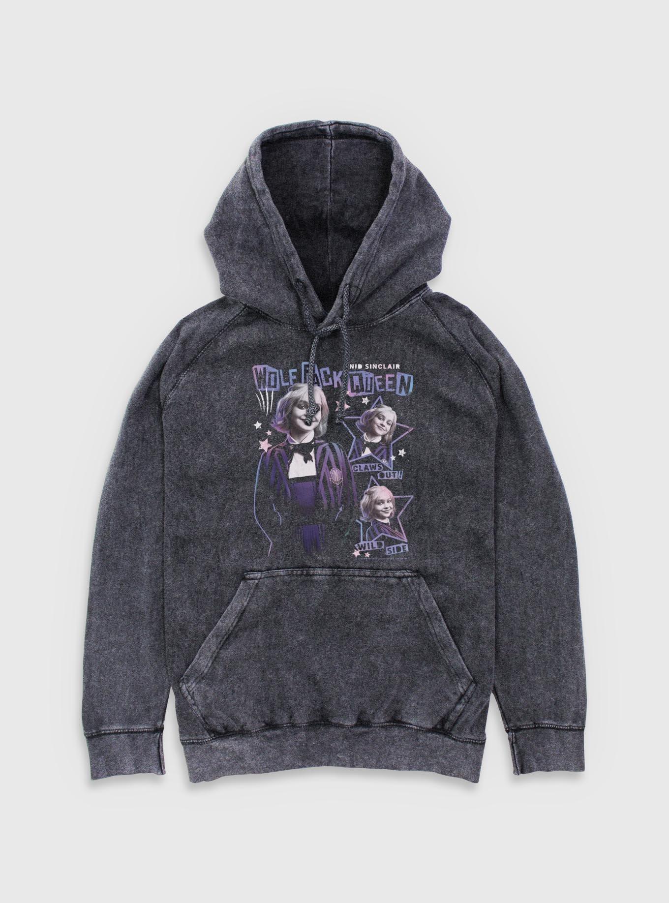 Wednesday Enid Wolf Pack Queen Mineral Wash Hoodie BoxLunch Exclusive, , hi-res