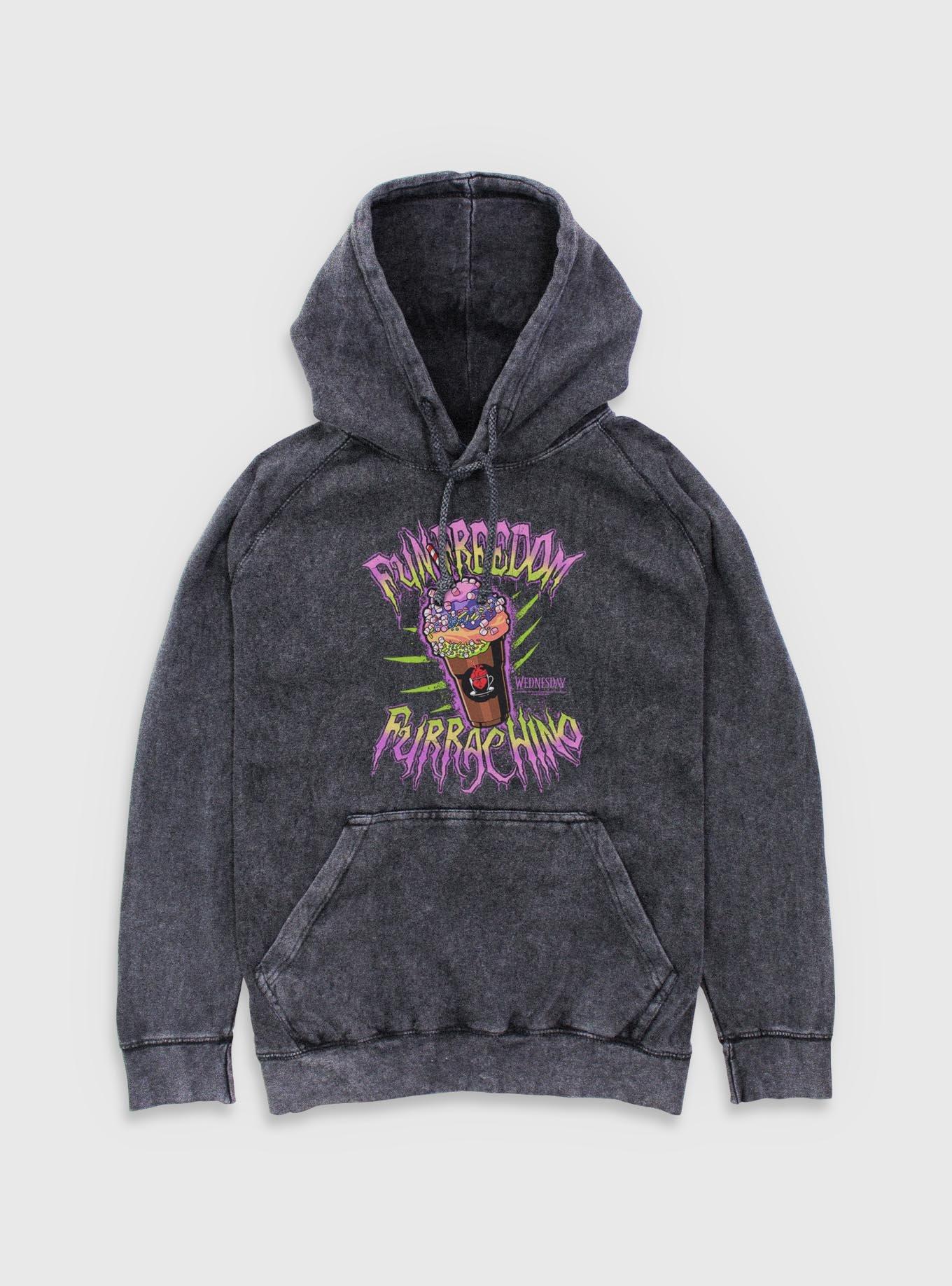 Wednesday Fun Freedom Furrachino Mineral Wash Hoodie BoxLunch Exclusive, , hi-res