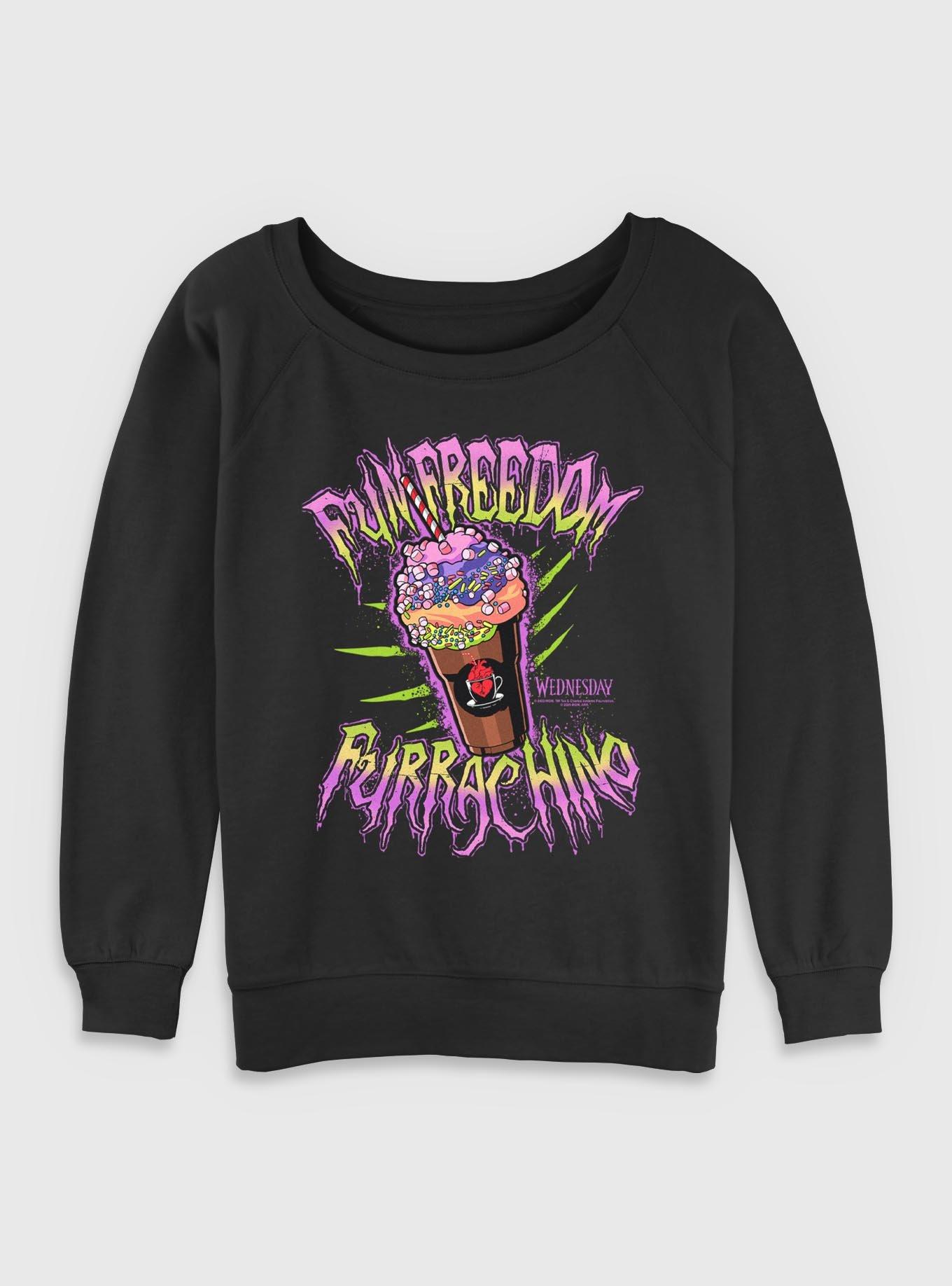 Wednesday Fun Freedom Furrachino Womens Slouchy Sweatshirt BoxLunch Exclusive, , hi-res