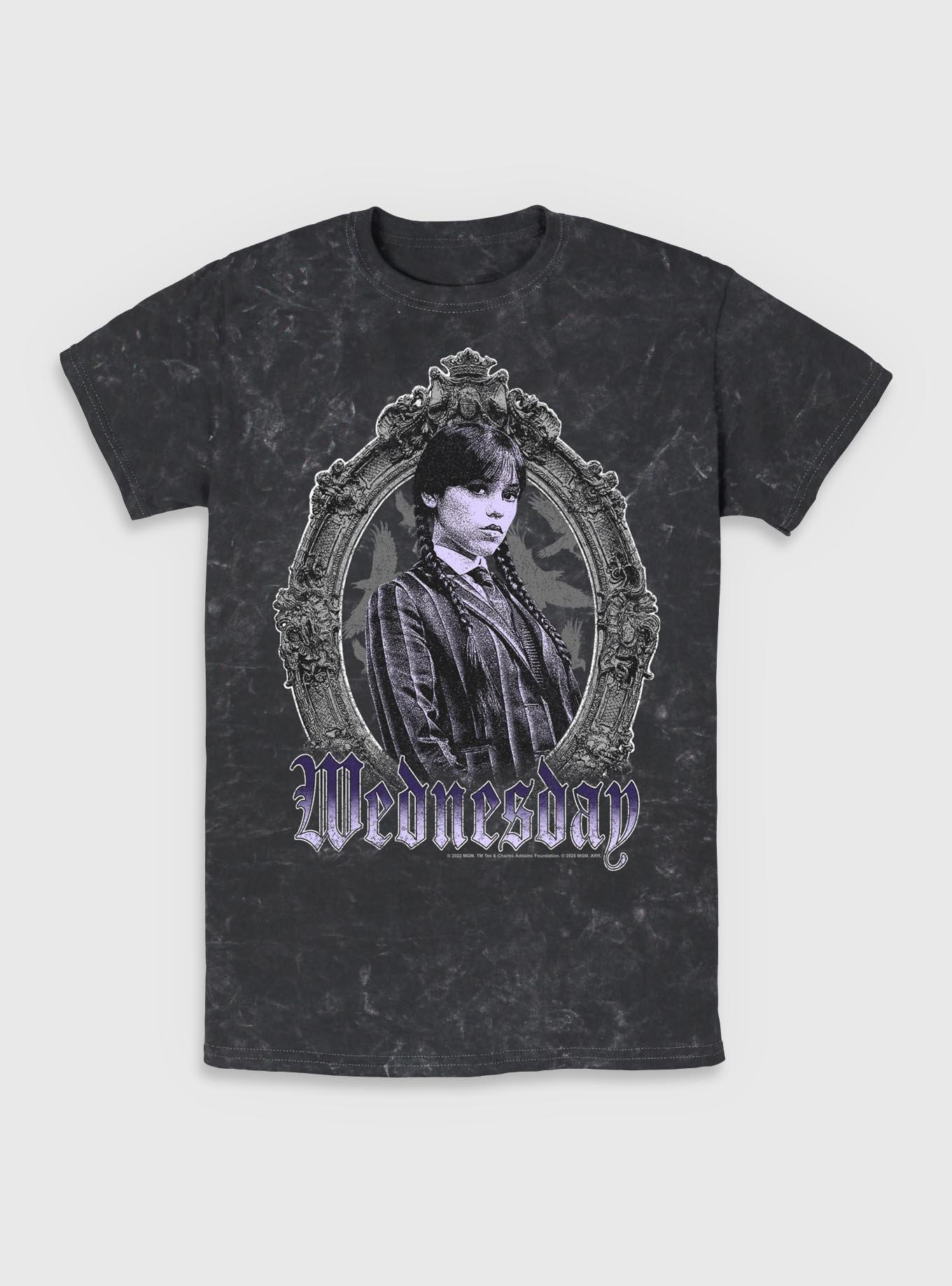 Wednesday In A Frame Mineral Wash T-Shirt Hot Topic Exclusive, , hi-res