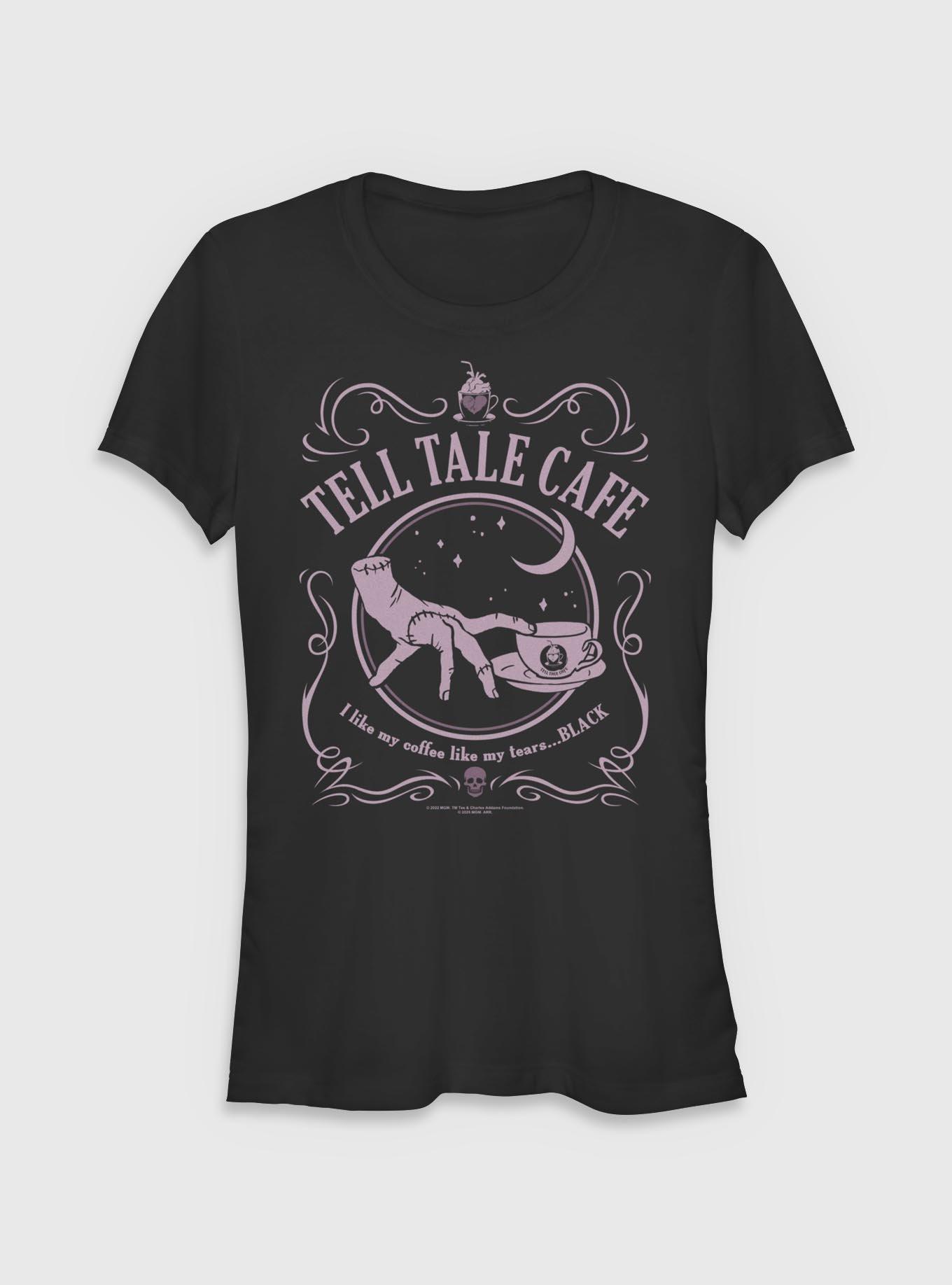 Wednesday Cafe Thing Girls T-Shirt Hot Topic Exclusive, BLACK, hi-res