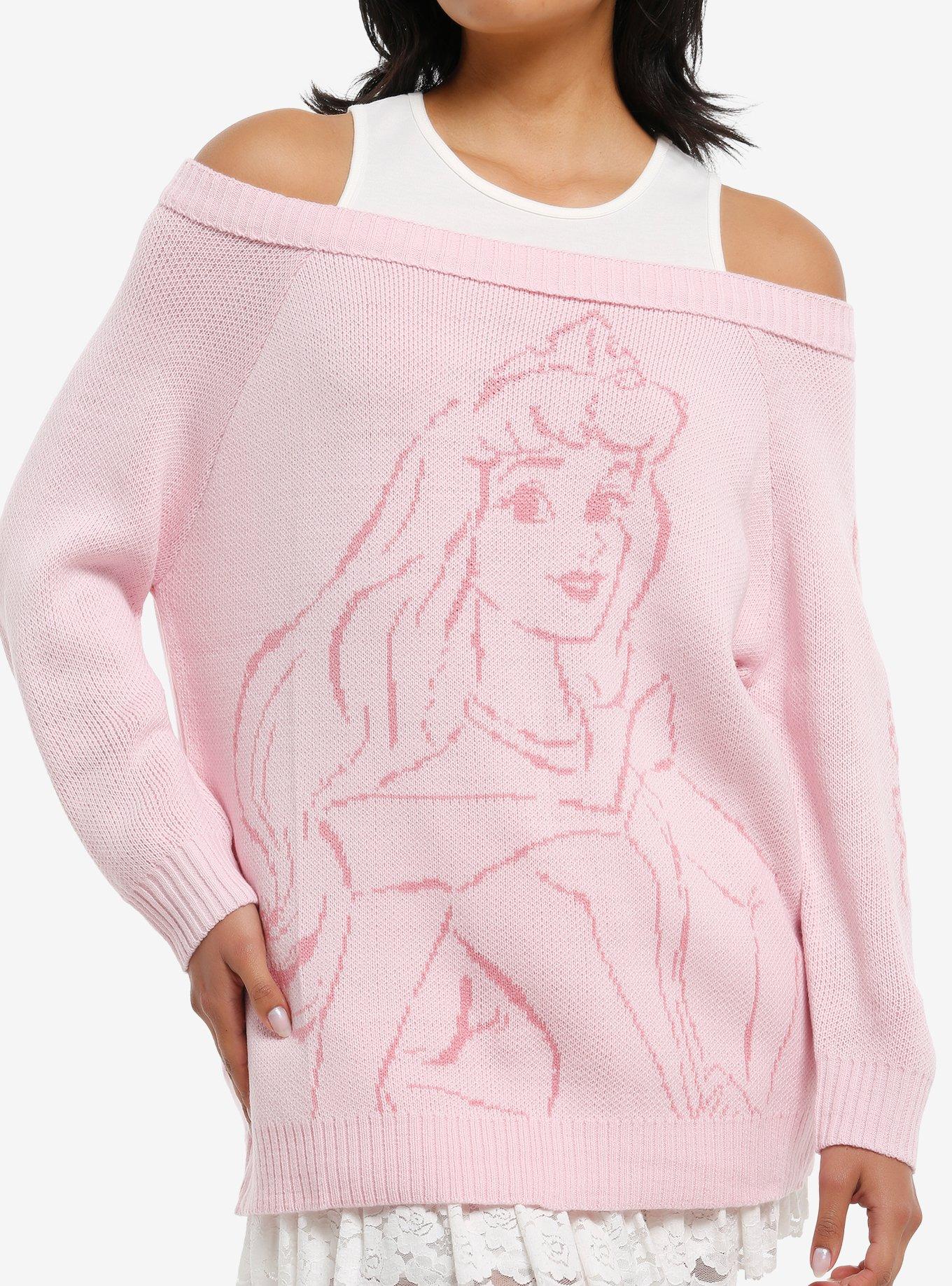 Disney Sleeping Beauty Aurora Girls Cold-Shoulder Sweater, , hi-res