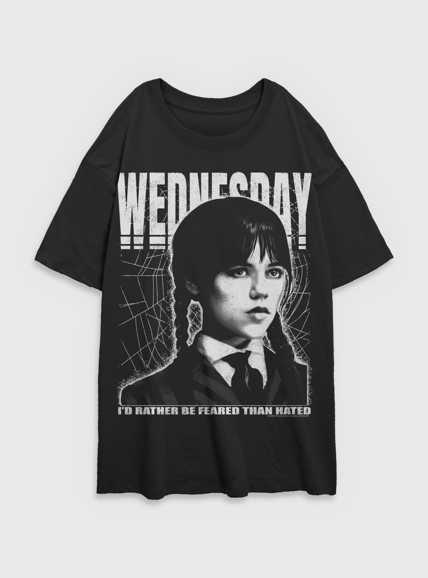 Wednesday Portrait Girls Oversized T-Shirt Hot Topic Exclusive, BLACK, hi-res