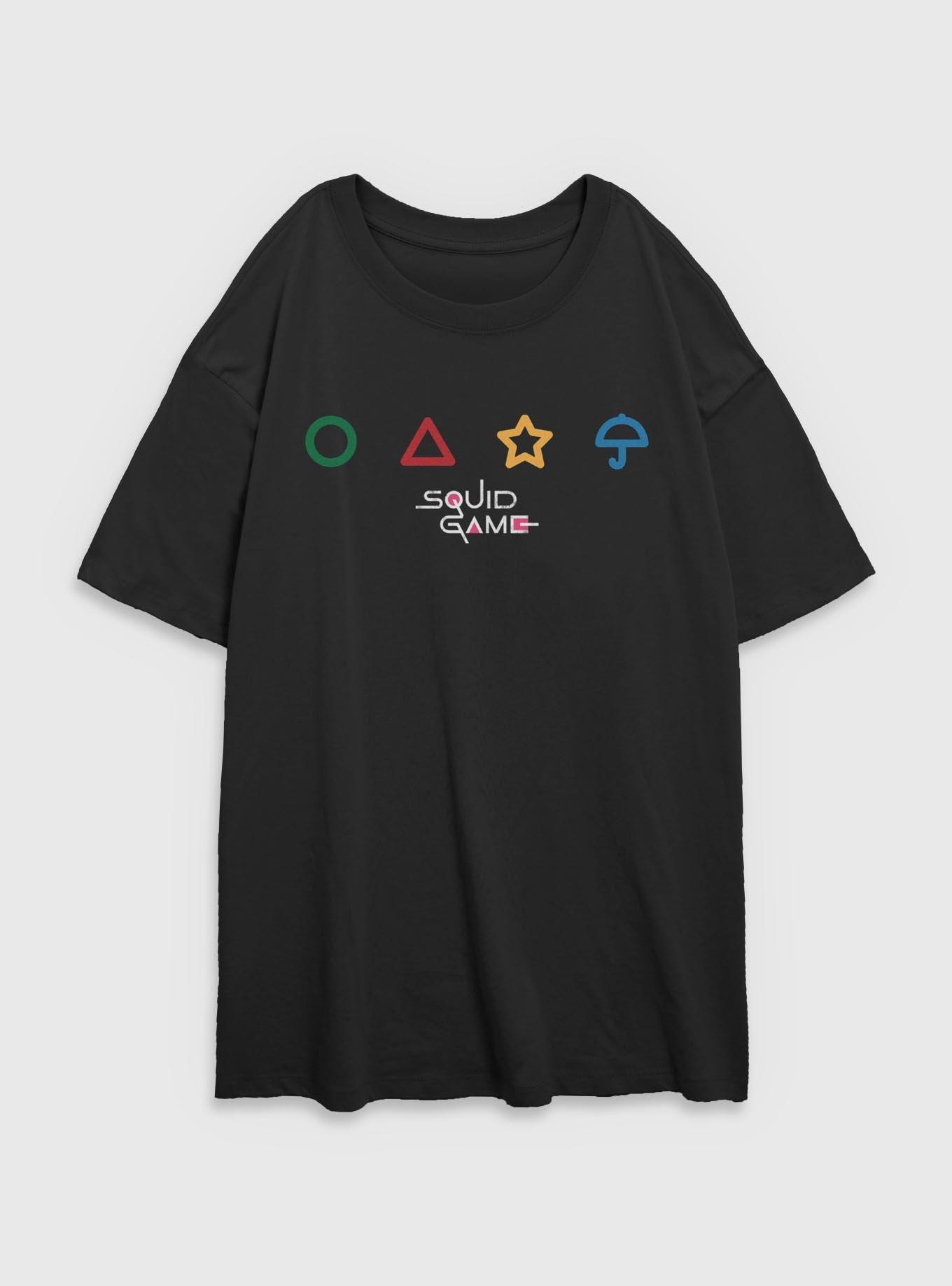 Squid Game Shapes Girls Oversized T-Shirt, BLACK, hi-res
