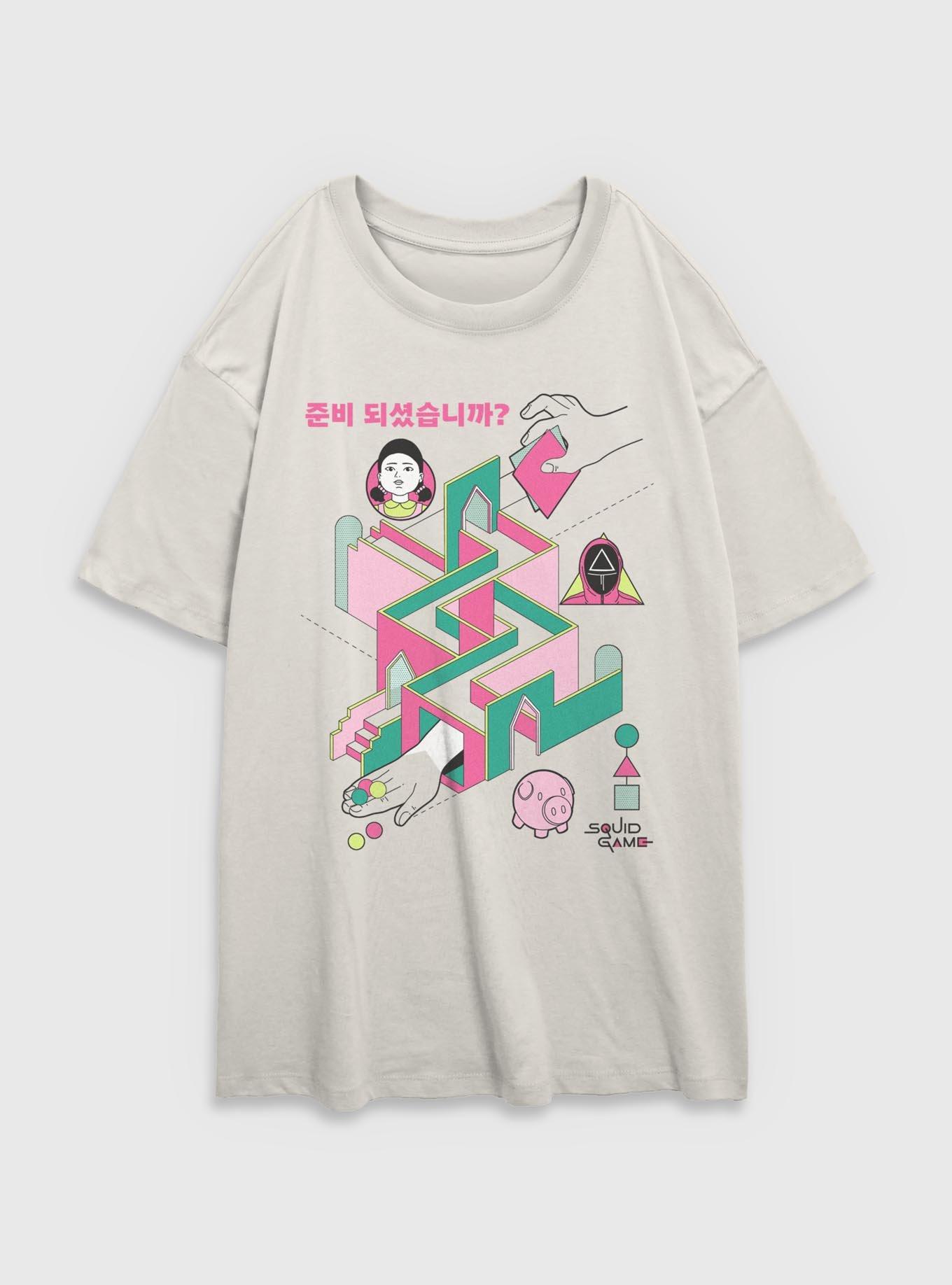 Squid Game Labyrinth Girls Oversized T-Shirt, EGRET, hi-res