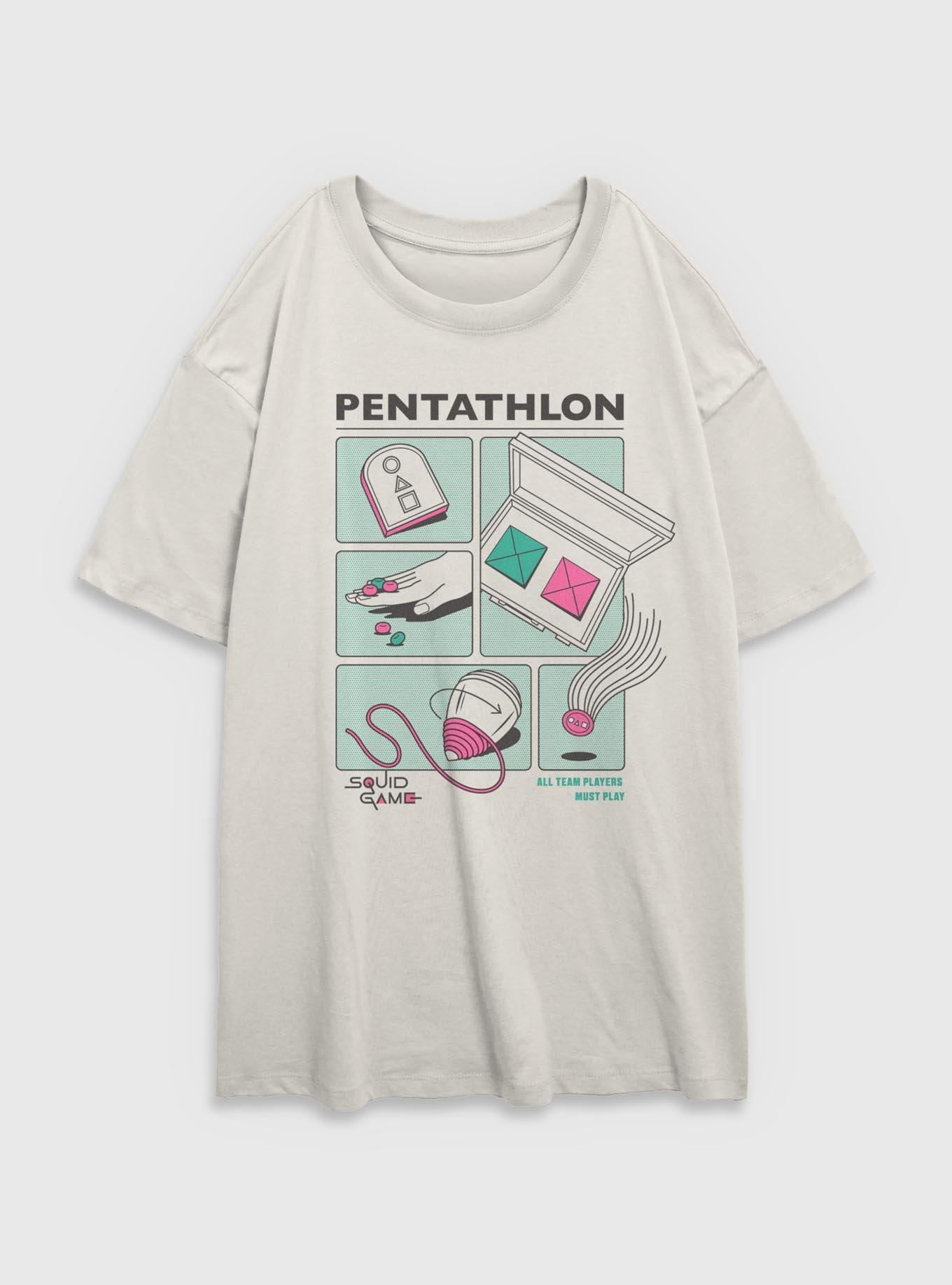 Squid Game Pentathalon Girls Oversized T-Shirt, EGRET, hi-res