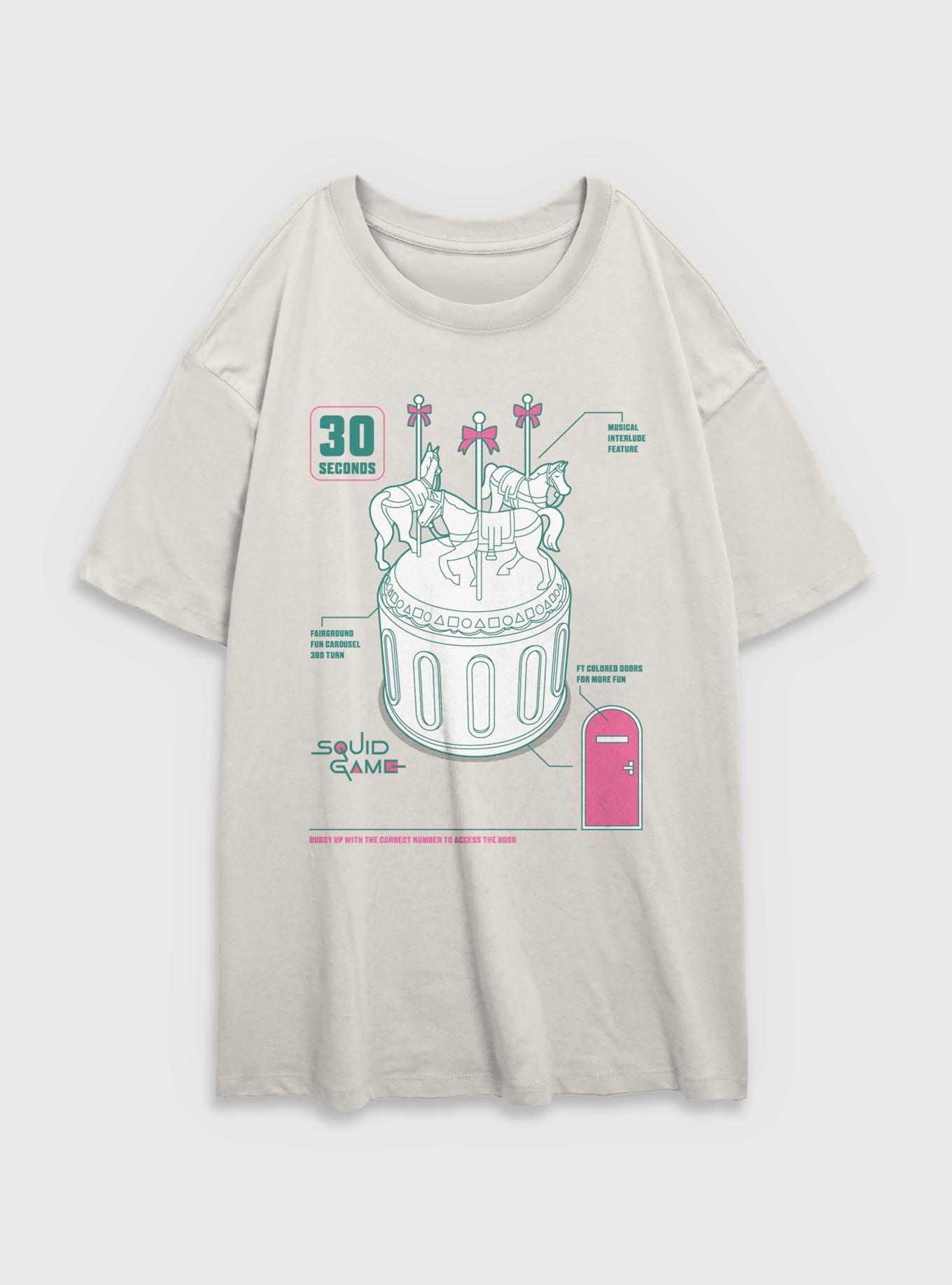 Squid Game Carousel Girls Oversized T-Shirt, EGRET, hi-res