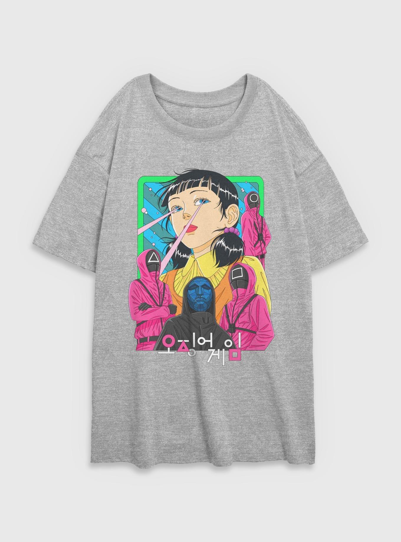 Squid Game Baddies Graphic Girls Oversized T-Shirt, ATH HTR, hi-res